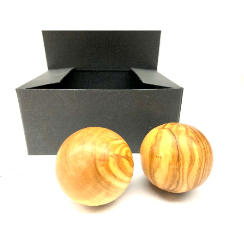 Olivenholz-erleben Beruhigungs- und Entspannungsgerät Entspannungs-Kugeln ø ca. 3,5 cm, 3-tlg., 2 Kugeln 1x Box, Naturbelassenes Material Olivenholz
