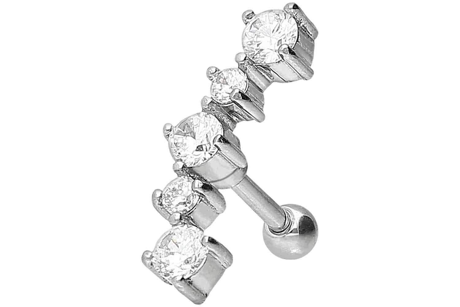 Piercing-Set Chirurgenstahl Ohrpiercing 5 KRISTALLE