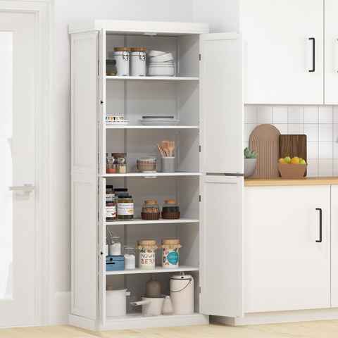 COSTWAY Küchenbuffet Hochschrank mit verstellbarer Ablage, 76x184,5cm, weiß