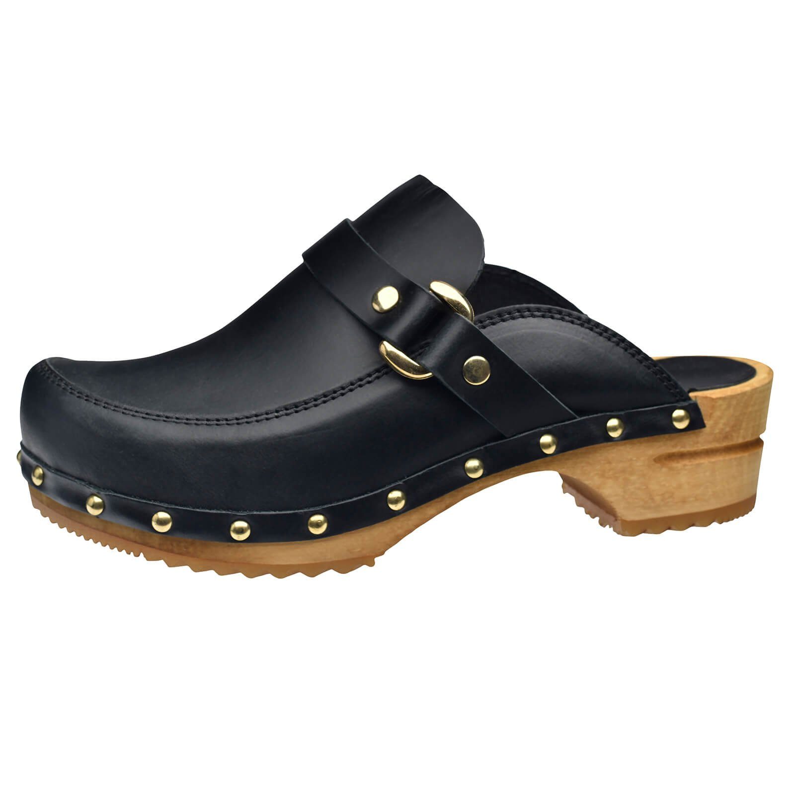 Sanita Wood-Lillen Open Clog Black Sandale