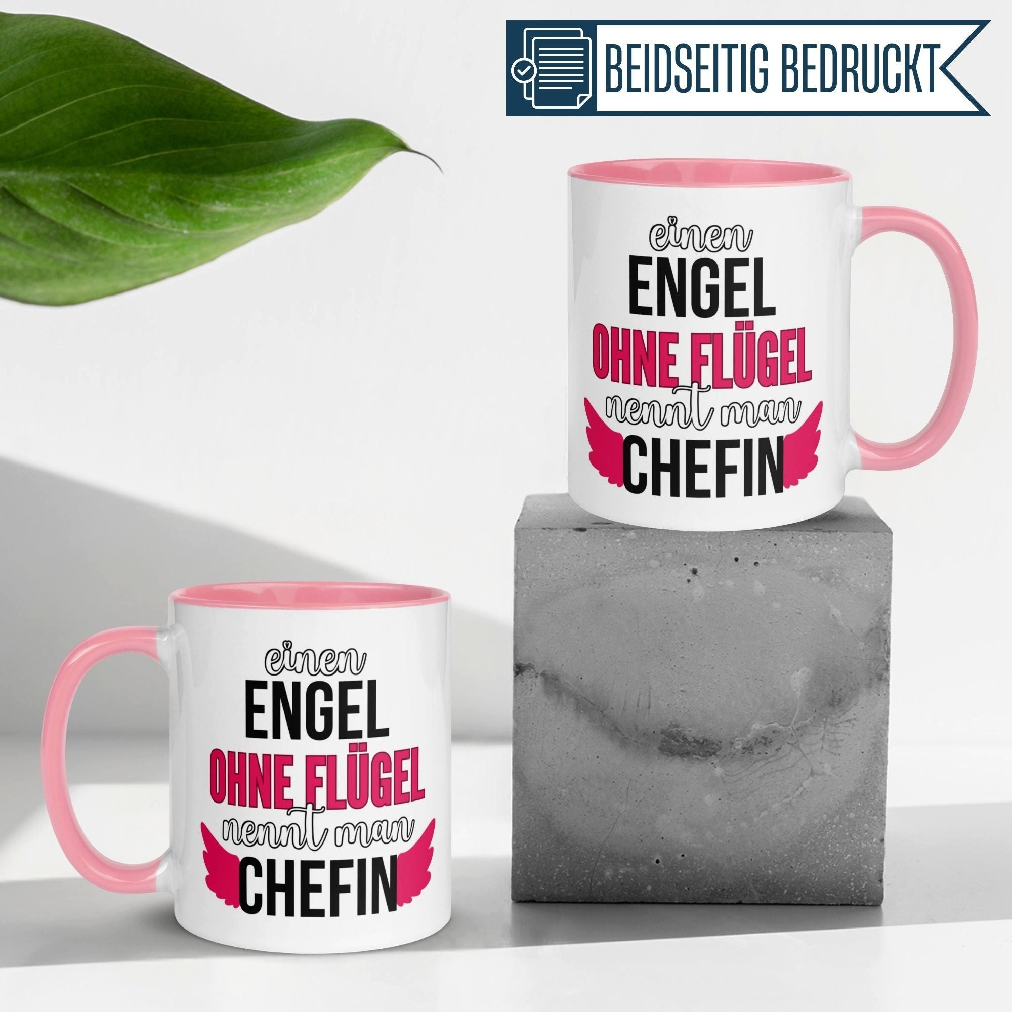 Momentals Tasse Abschiedsgeschenk Chefin „Einen Engel ohne Flügel nennt man Chefin“, Gratis Versand · Links-&Rechtshänder · Spülmaschinenfest