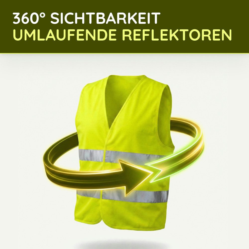 FLEXEO Warnweste DIN EN ISO 20471 (4-tlg) Sicherheitsweste fürs Auto PKW – Bild 5 von 5