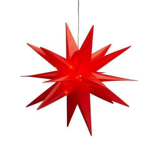 Meinposten LED-Lichterkette Stern Weihnachtsstern LED Ø 60 cm Timer rot Beleuchtung Batterie