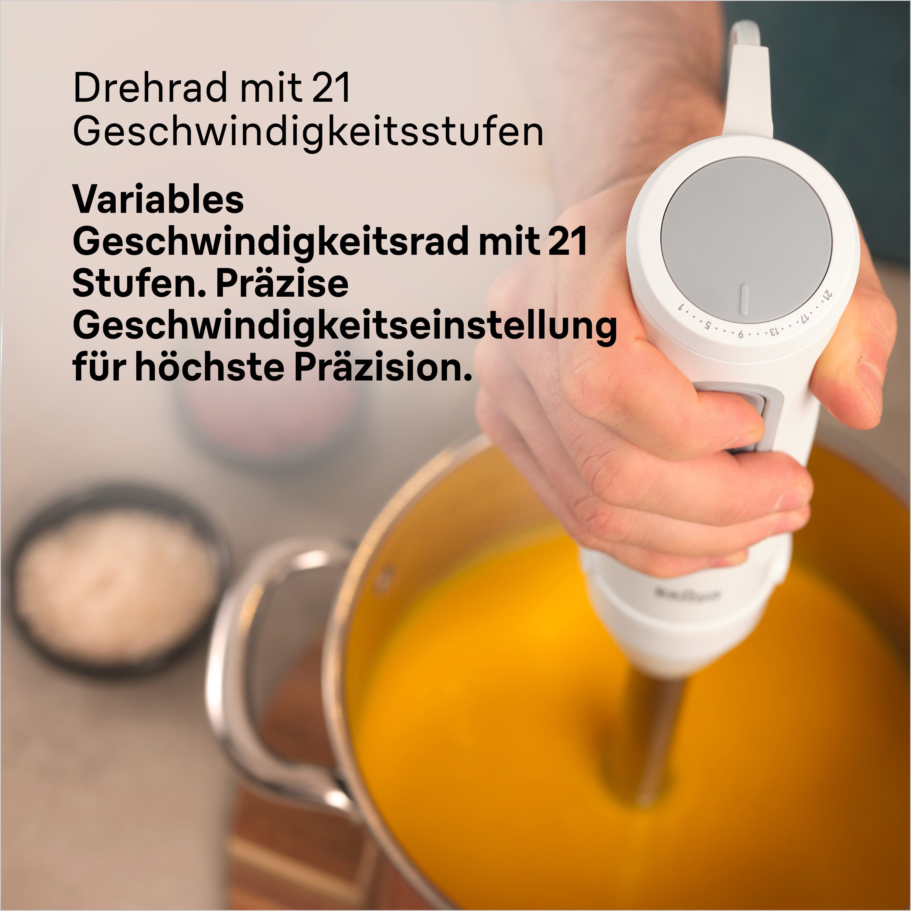 Braun Stabmixer MultiQuick 5 MQ 50501 M - 1000 W, 21 Geschwindigkeiten, Handmixer, 1000 W, Spritzschutz, Extra Mahlklinge, Mixer, spülmaschinenfest – Bild 5 von 5