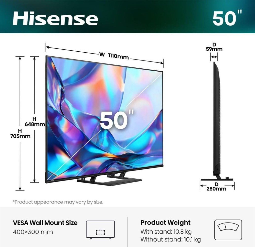 Hisense 50A79S QLED-Fernseher (50 Zoll, 4K Ultra HD)