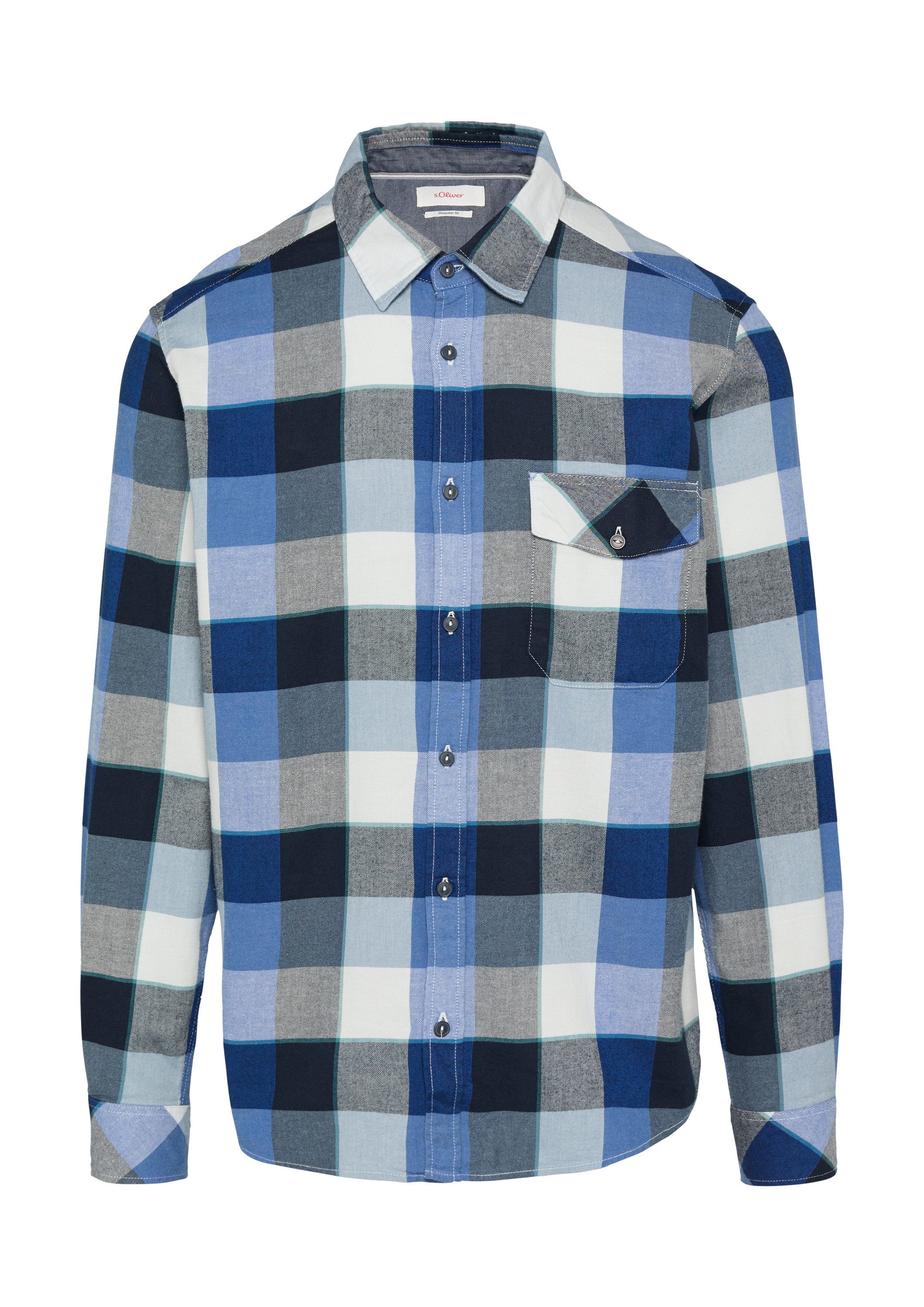 s.Oliver Langarmhemd Hemd Regular Fit: Kariertes Flanellhemd mit Brusttasch günstig online kaufen