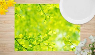Platzset, Tischset I Platzset - Frühling und Blumen - Grüne Blätter - 12 Stück 44 x 32 cm aus Premium Naturpapier in Aufbewahrungsmappe - die besondere Motto-Tischdekoration, Tischsetmacher, (12-St)