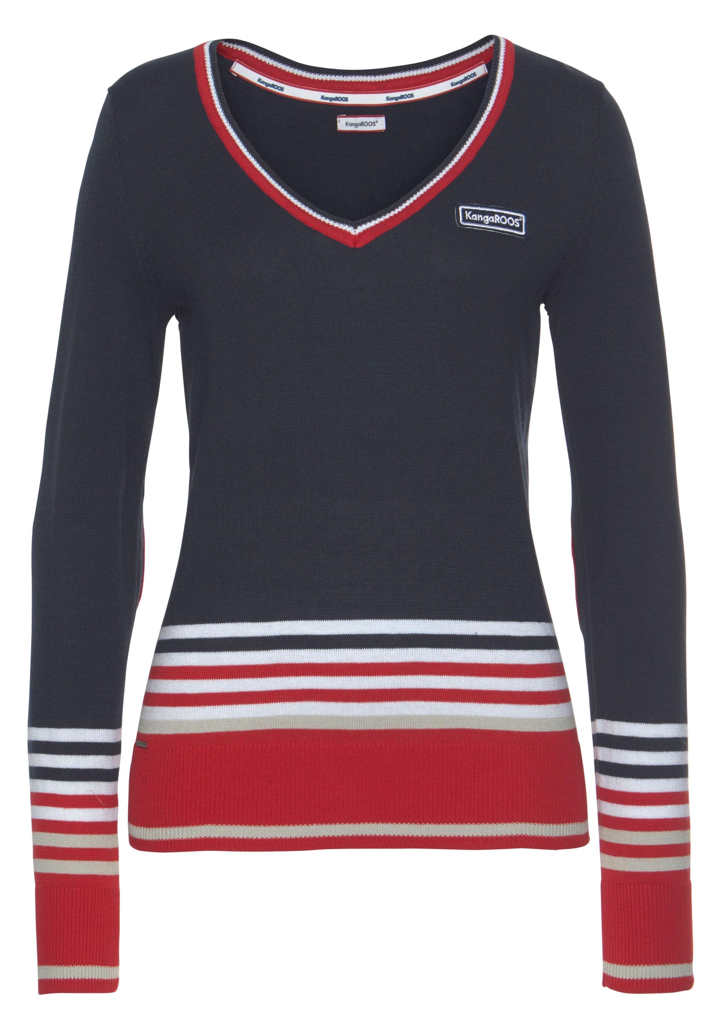 KangaROOS V-Ausschnitt-Pullover im tollen Streifen-Farb-Mix. Reduzierter Preis € 32,89. Unverbindliche Preisempfehlung € 46,99, (€ 32,89 pro 1 Stk)
