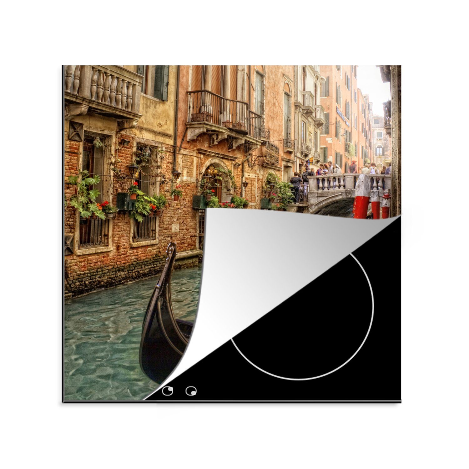 MuchoWow Herdblende-/Abdeckplatte Venedig-Kanal, Vinyl, (1 tlg), 78x78 cm, Ceranfeldabdeckung, Arbeitsplatte für küche