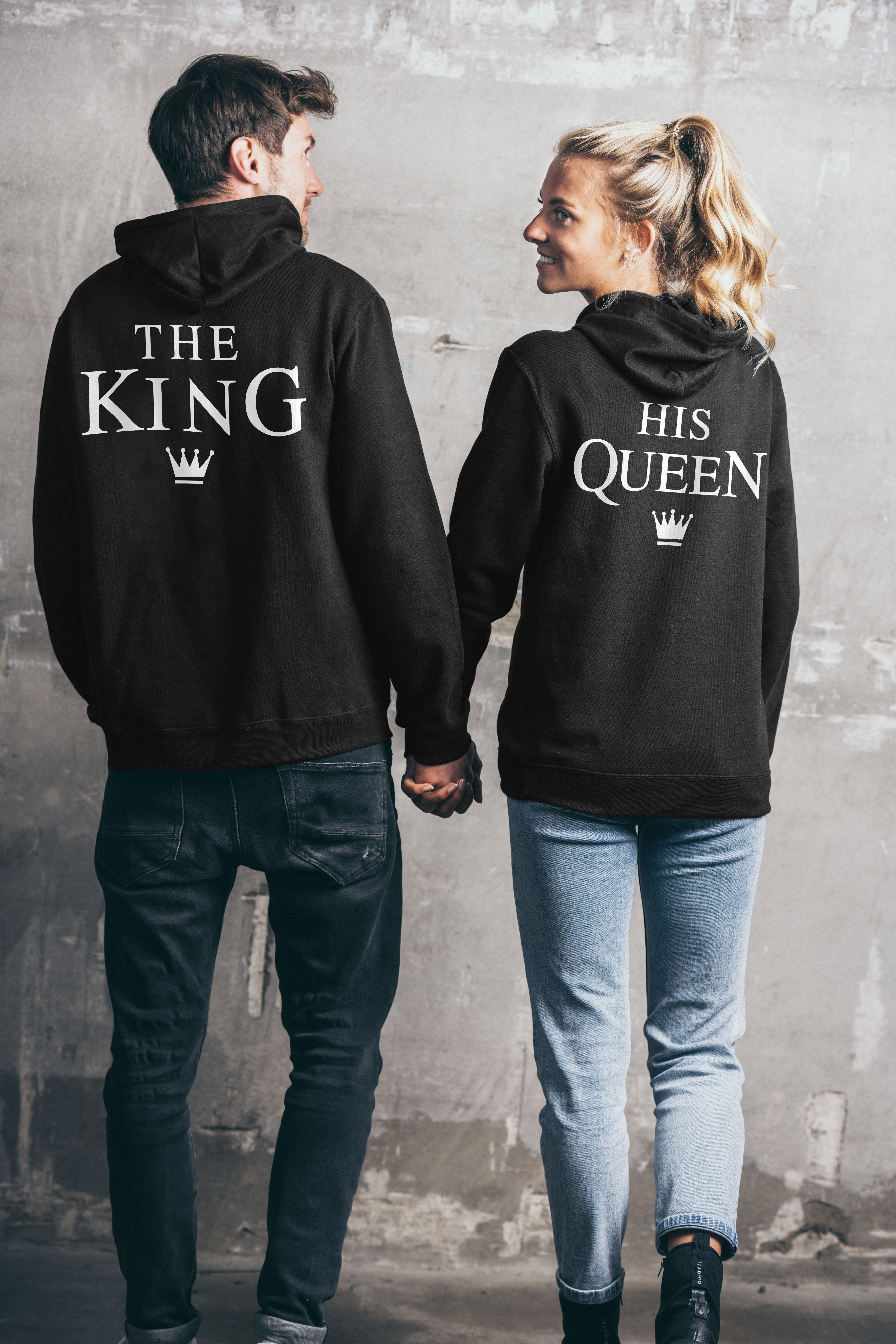 Couples Shop Kapuzenpullover The King & His Queen Hoodie für Paare mit modischem Print