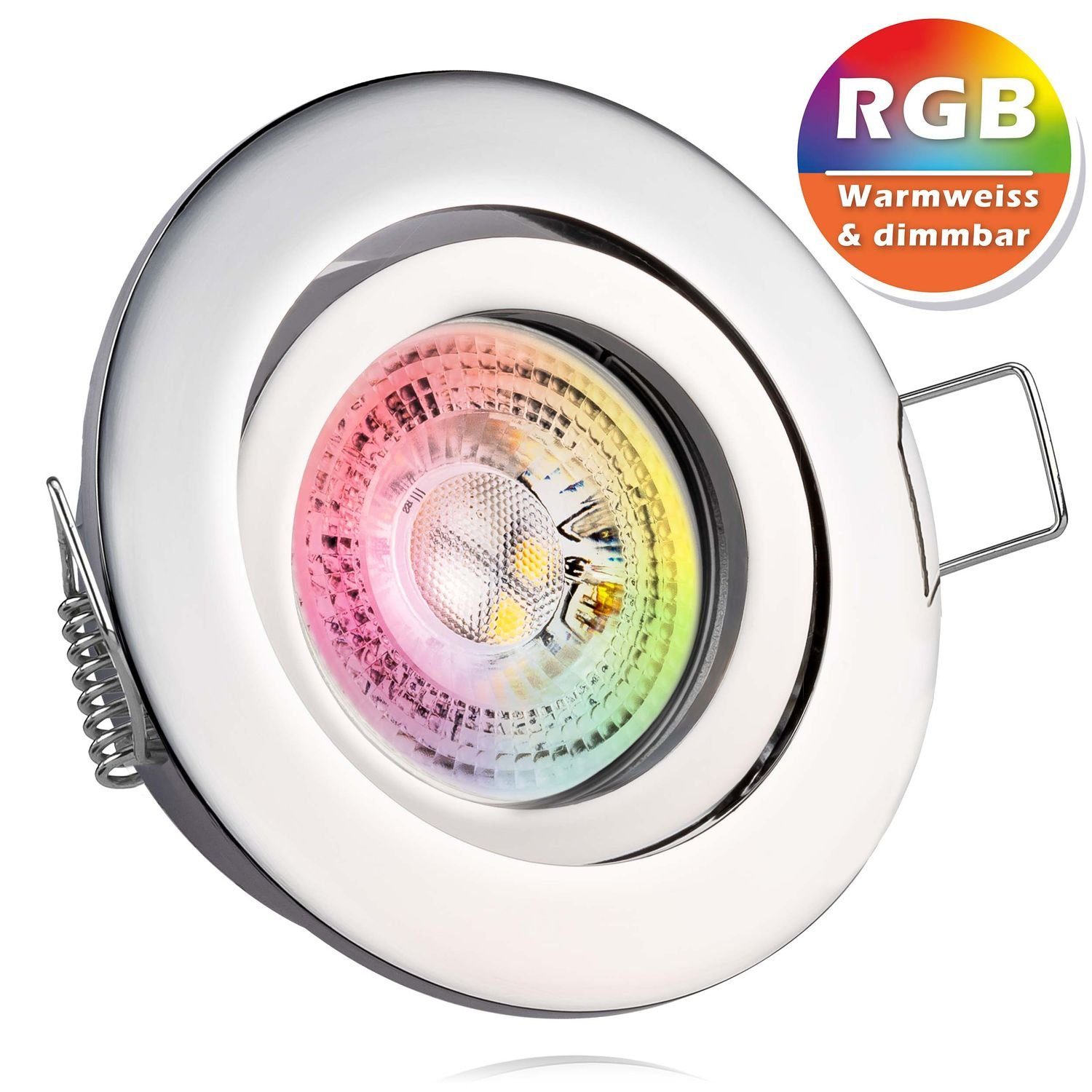 LEDANDO LED Einbaustrahler RGB LED Einbaustrahler Set GU10 in chrom mit 3W LED von LEDANDO - 11 F