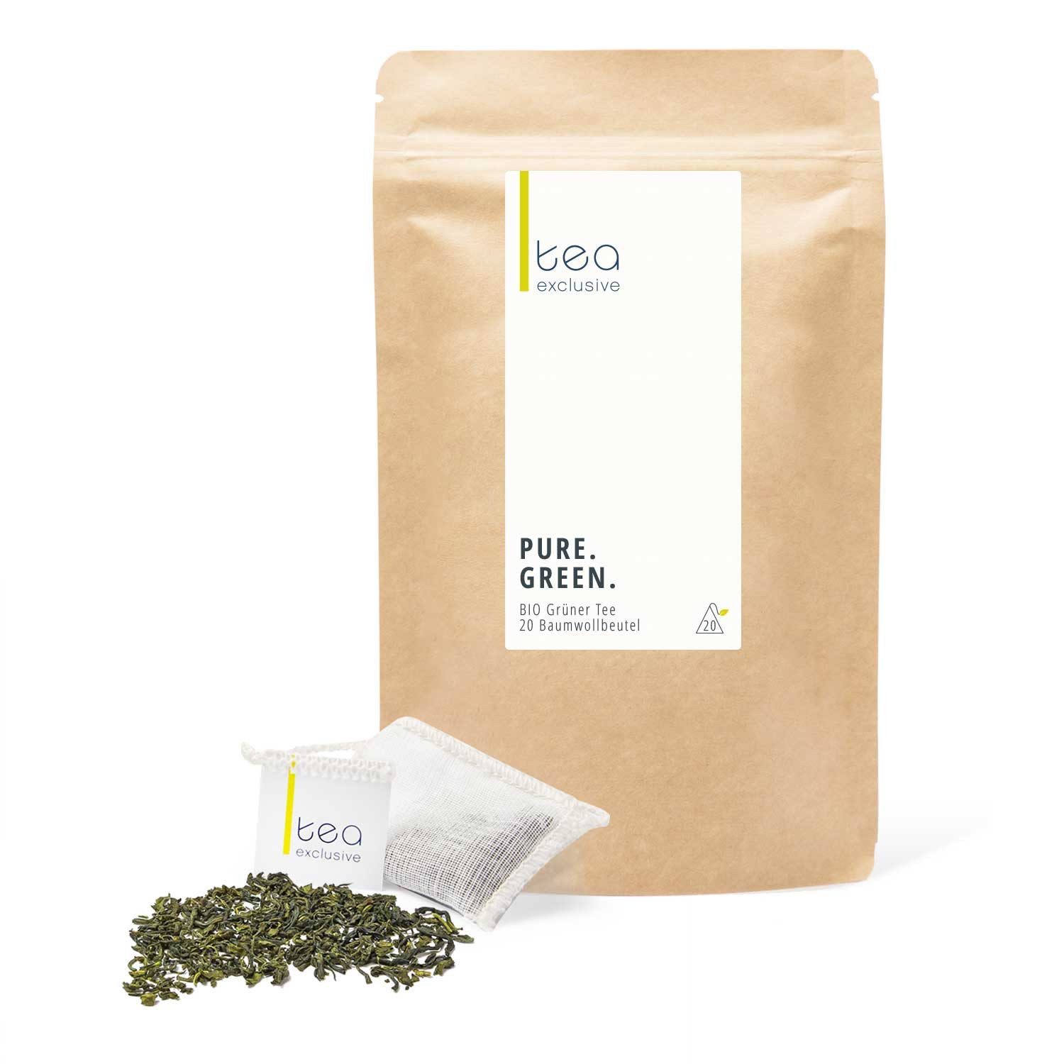 tea exclusive Tee Pure Green, BIO Grüner Tee, 20 Teebeutel