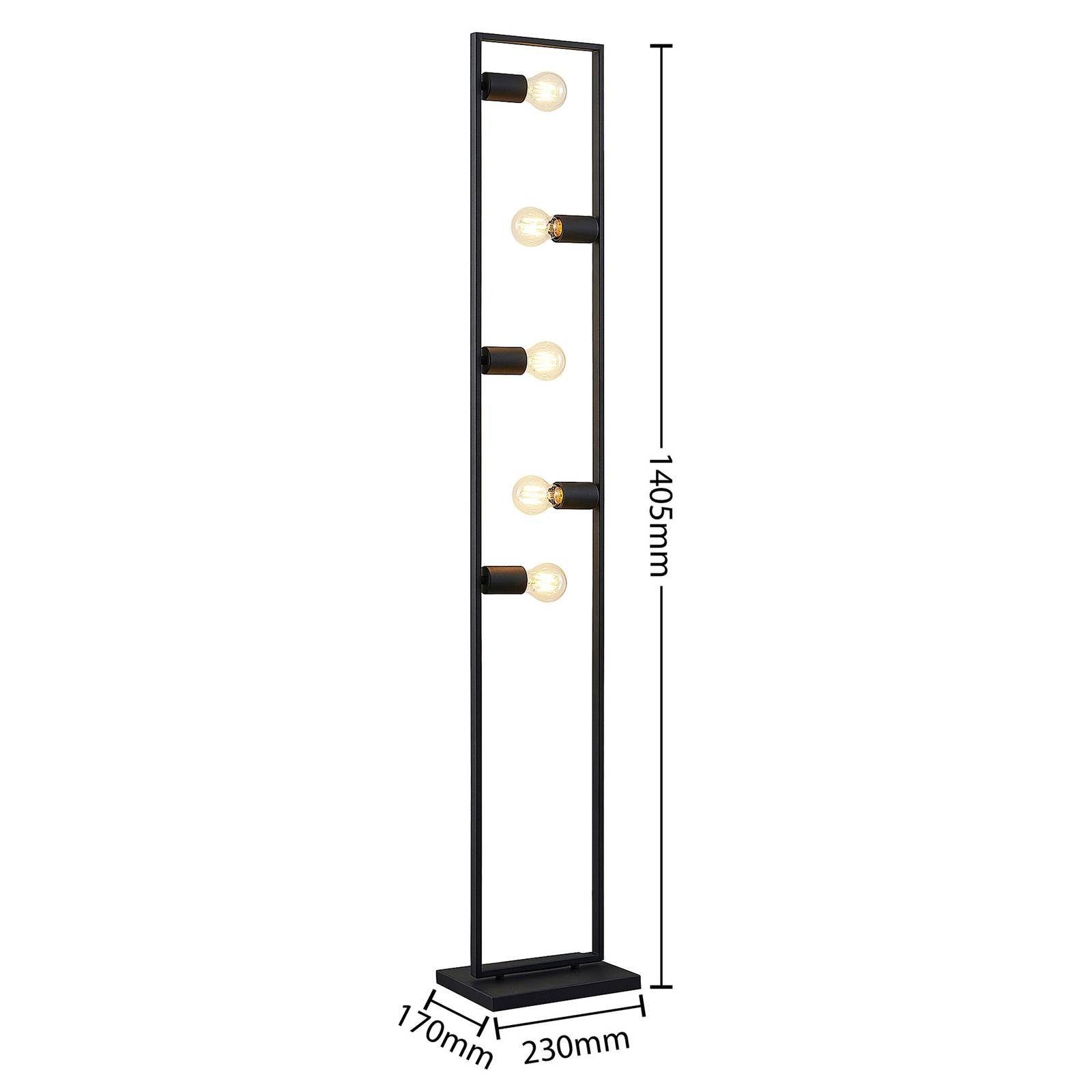 Leuchtmittel Stahl, Stehleuchte, E27, Stehlampe Sherwin, 5 flammig, Standleuchte inklusive, nicht sandSchwarz, Modern, Lindby