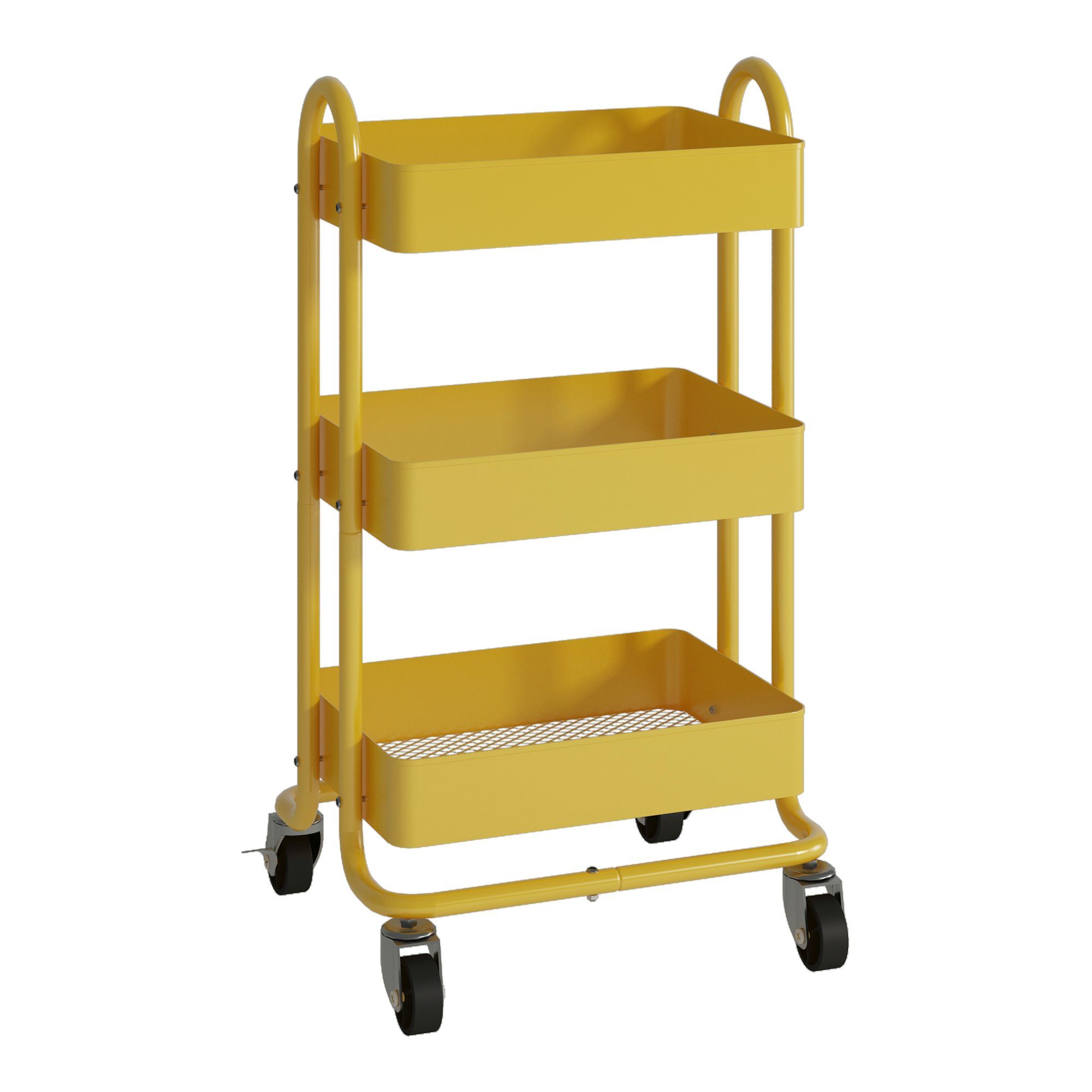 en.casa Küchenwagen, »Pyhäntä« Stahl mit 3 Ebenen Gelb günstig online kaufen