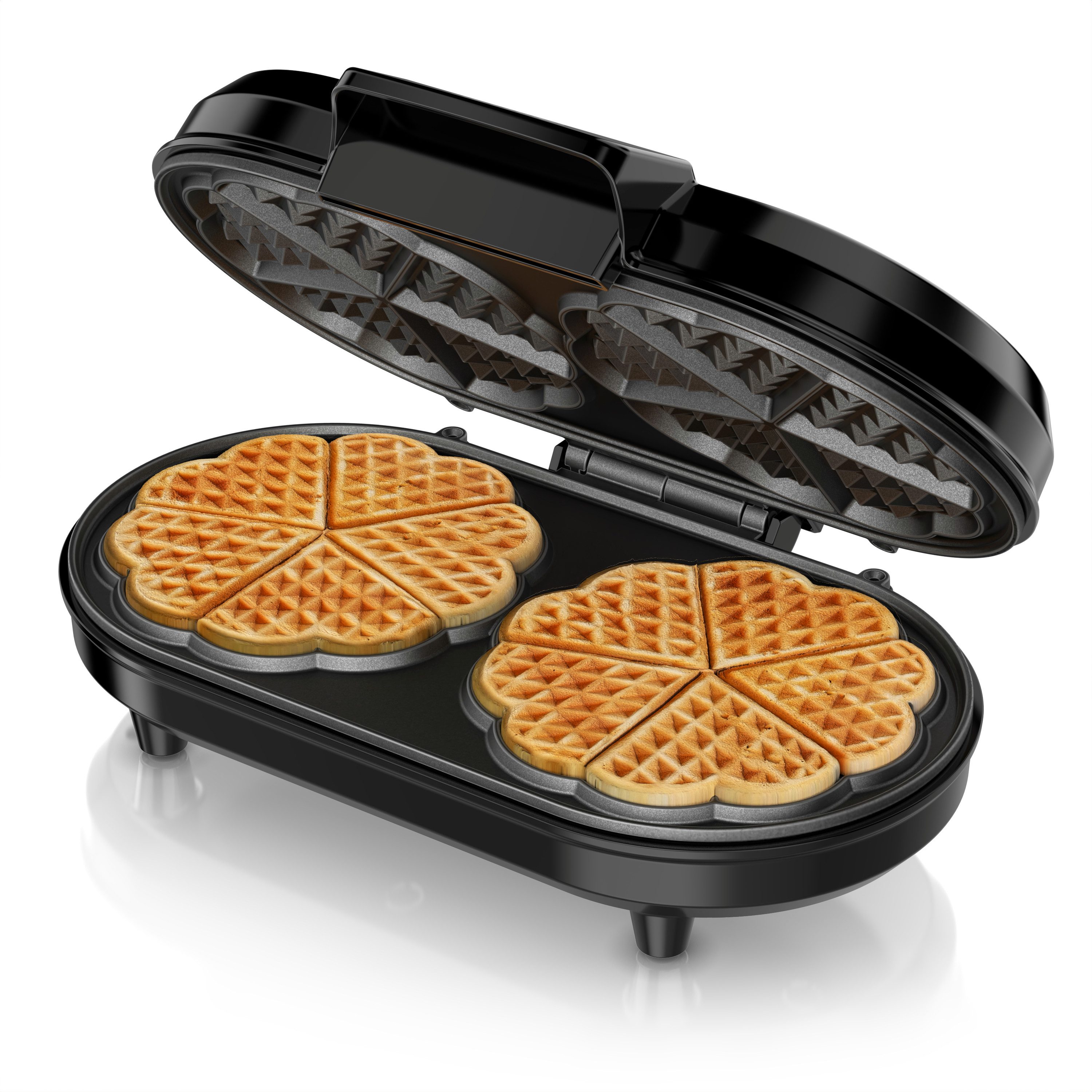 Arendo Waffeleisen Doppel Waffelautomat für 2 Herzwaffeln
