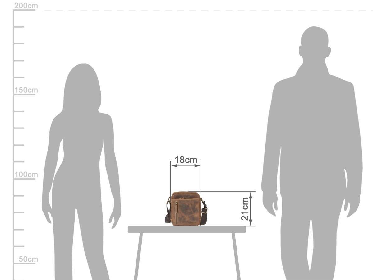 Greenburry Umhängetasche "Vintage" Leder, Schultertasche, Herrentasche 18x21cm, antik Look