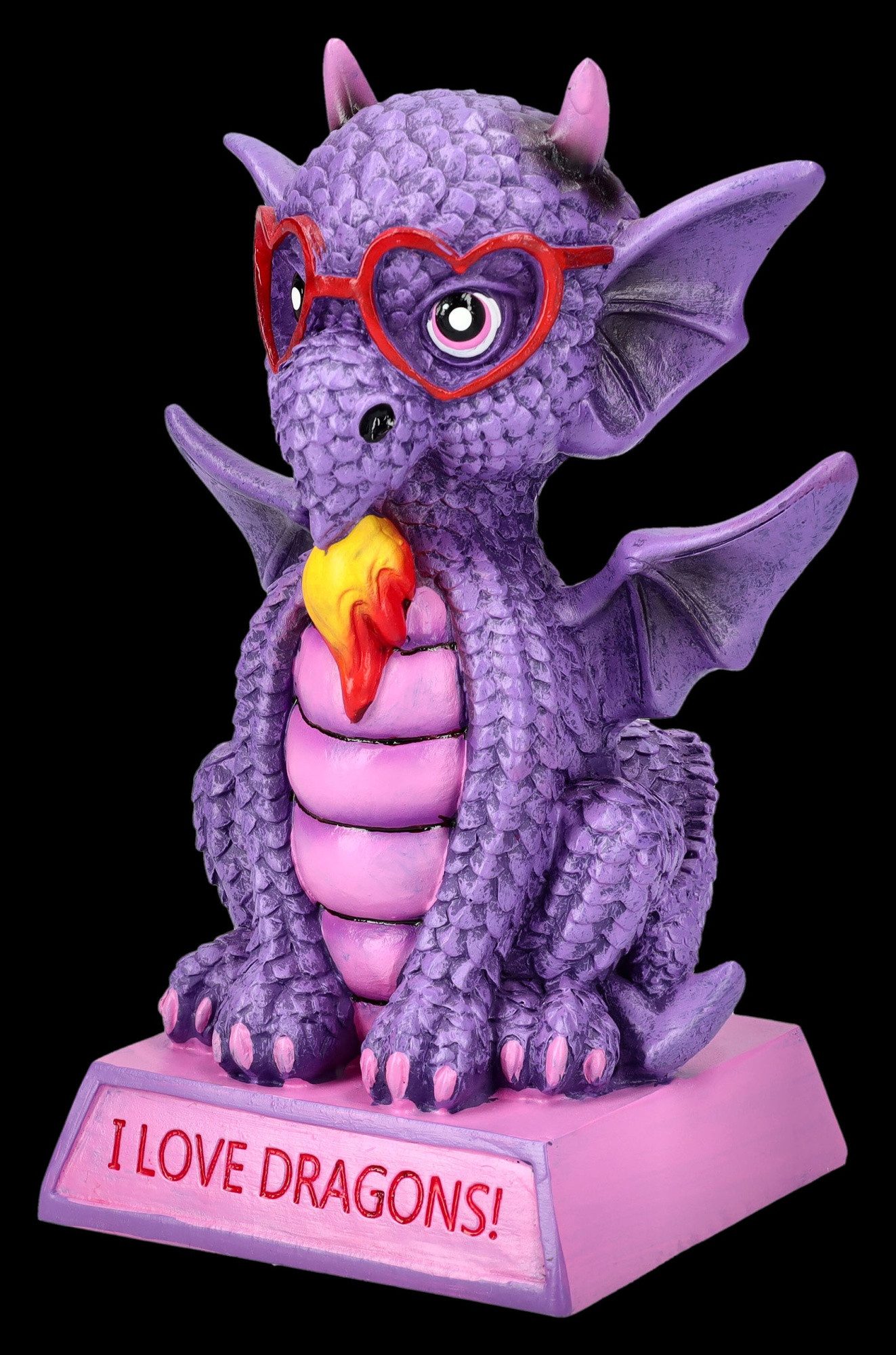 Figuren Shop GmbH Fantasy-Figur Drachenfigur lila - I Love Dragons - Fantasy Dekofigur Drache Deko