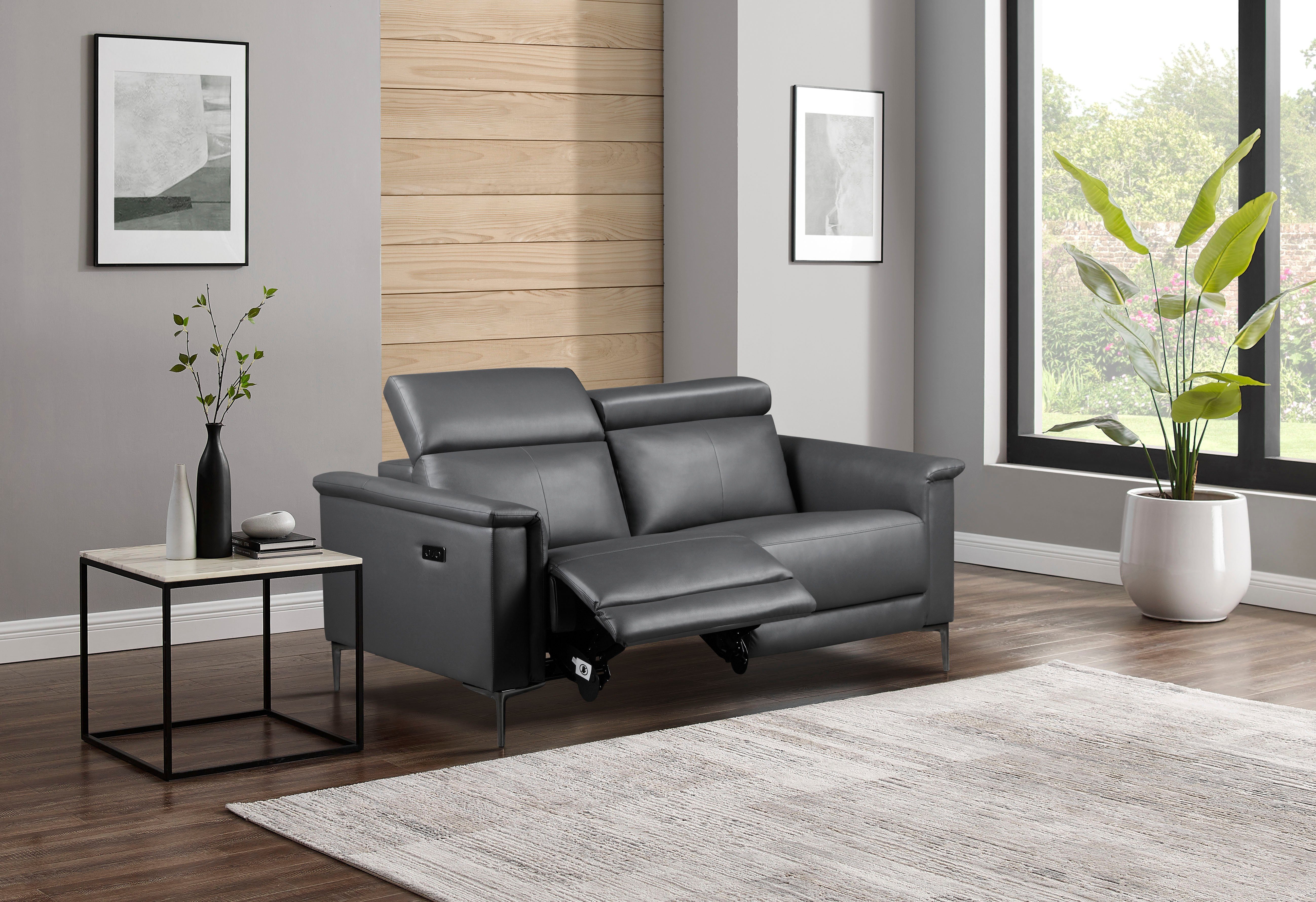 OTTO home 2-Sitzer LUND Lederoptik, 160 cm, mit Relaxfunktion und Kopfteilverstellung, manuell od. elektrisch (m.USB-C), Federkern