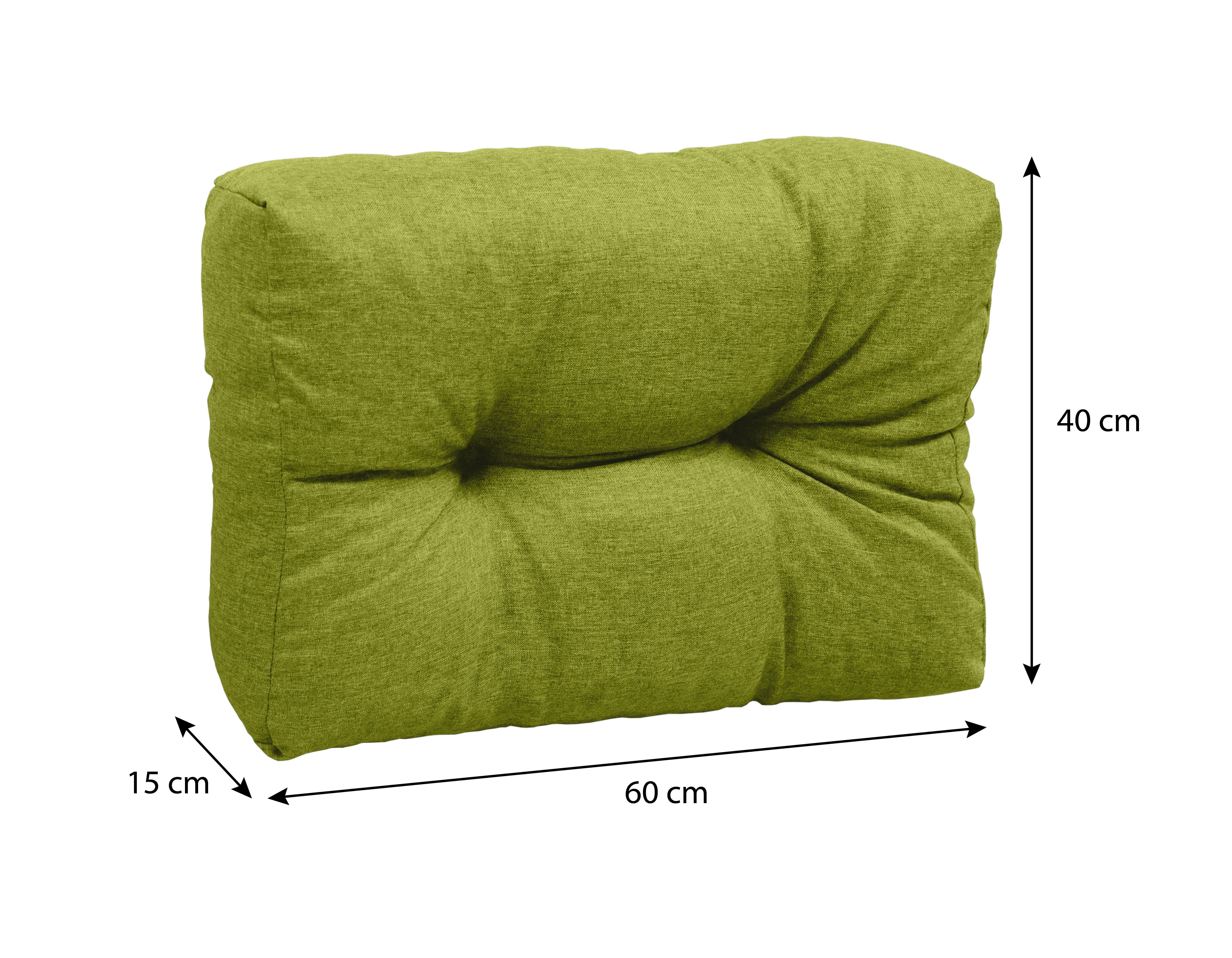 sunnypillow Rückenkissen Palettenkissen gesteppt Seitenkissen 60 x 40 x 15 cm, Grün