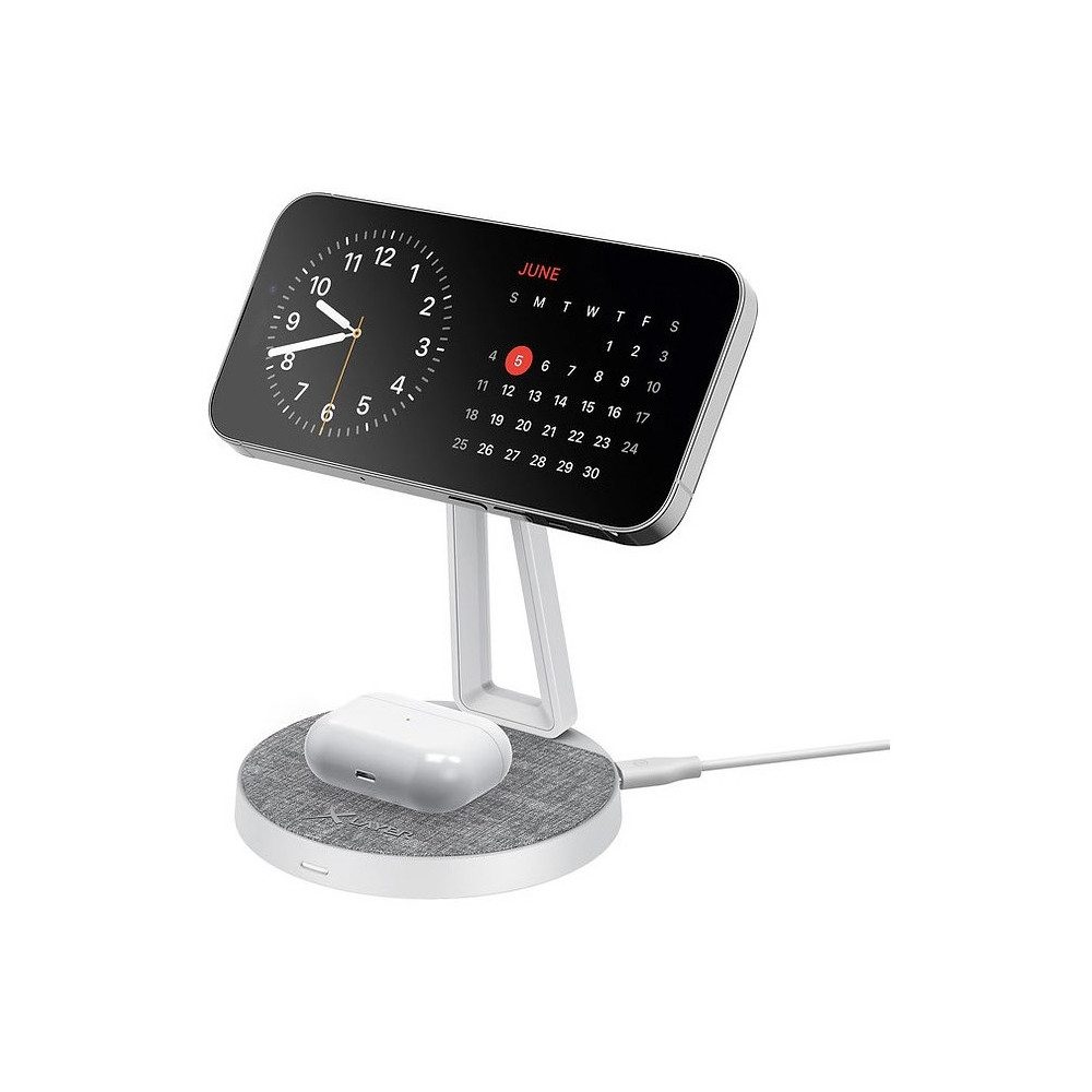 XLAYER XLayer MagFix Pro 2-in-1 Ladestation grau/weiß Ladestation (2-in-1 für iPhone und AirPods, 2-in-1 für iPhone und AirPods, 2-in-1 Design für iPhone und AirPods)