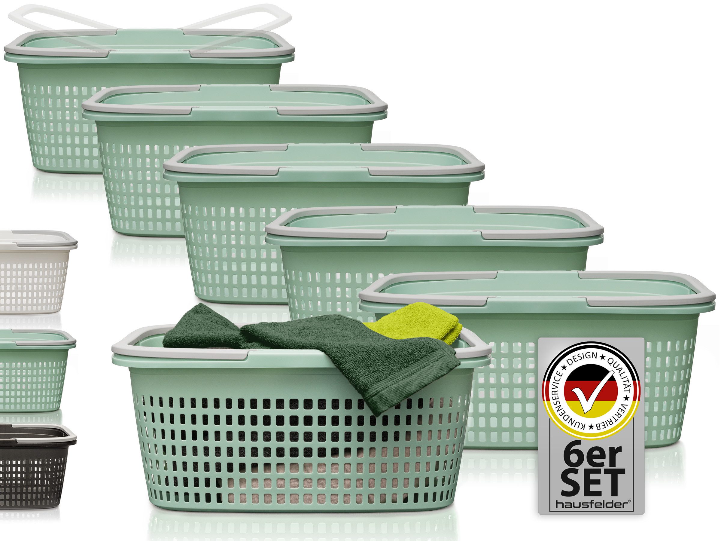 Hausfelder Wäschekorb Wäschewanne 58x37x25cm (Jadegrün, 6 günstig online kaufen