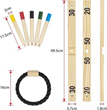 AUFUN Spiel, Wurfspiel Set aus Holz, mit 5 Seilringe Spielspaß