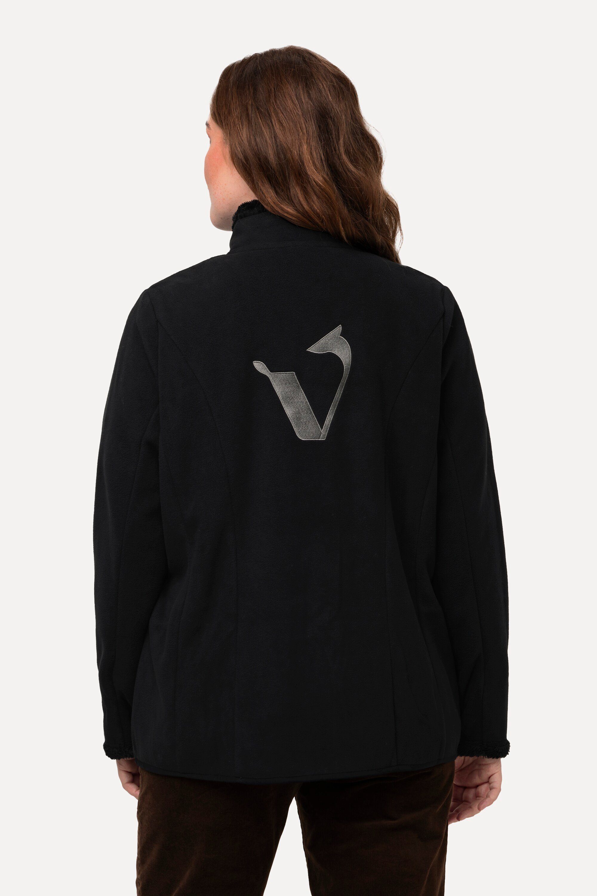 Ulla Popken Sommerjacke Fleece-Janker Teddyplüsch Stickerei Stehkragen