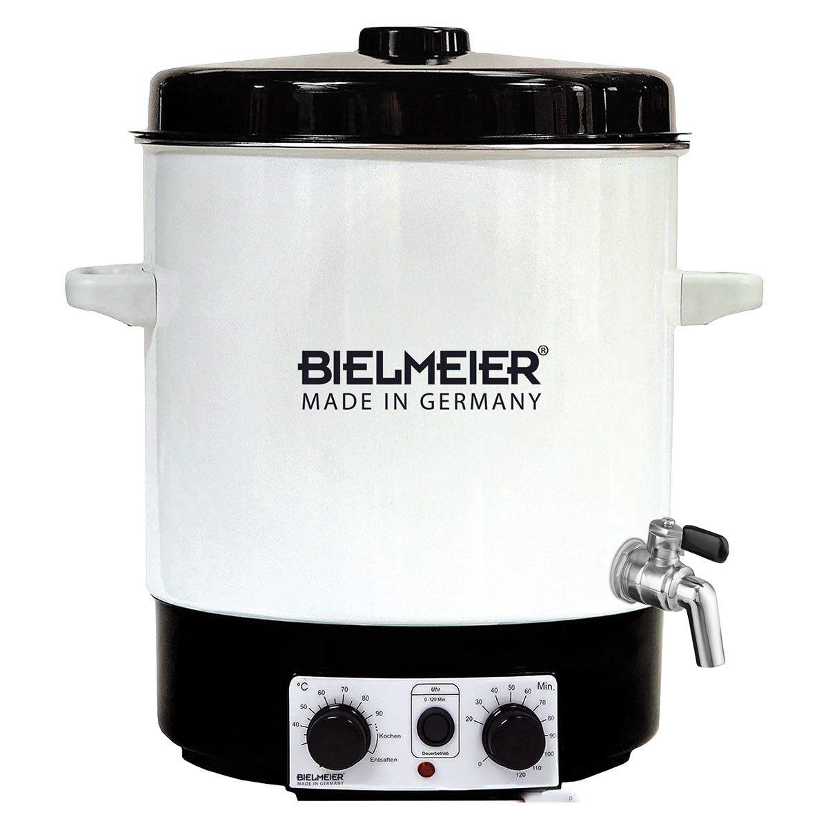 Bielmeier Einkochautomat einwecken einkochen Emaille, 2000 W, Zeituhr Timer Auslaufhahn Edelstahl 3/8" BHG 685.2 (B685200)