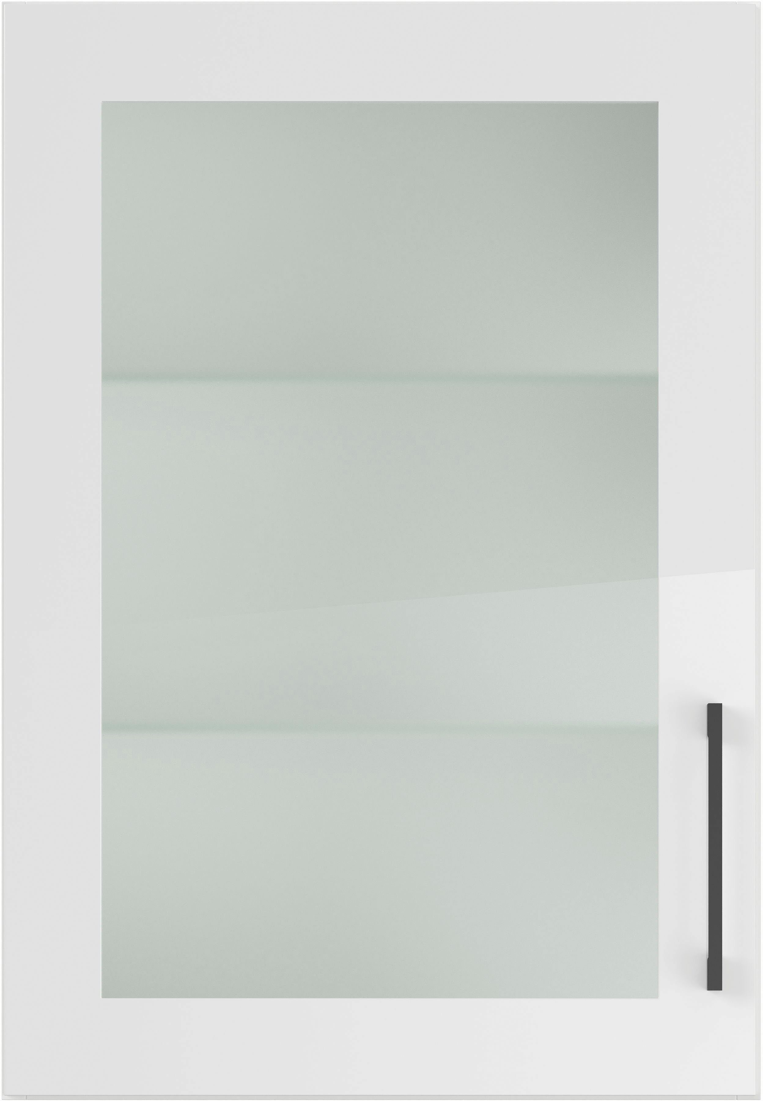 Glasdrehtür IMPULS Glashängeschrank mit Weiß Hochglanz KÜCHEN