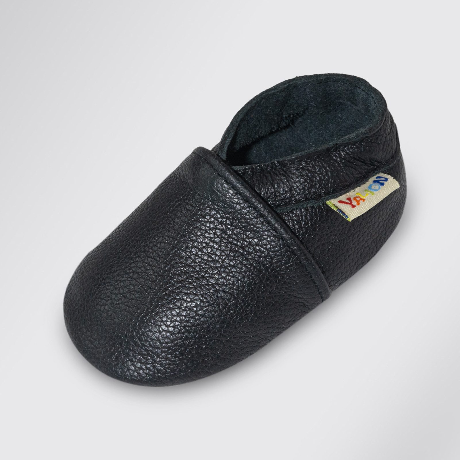 Yalion Baby Schwarz Leder Lauflernschuhe Babyschuhe Jungen Mädchen Baby Krabbelschuh (1-tlg) Baby Schuh aus echtem Leder,Barfußgefühl & rutschfester Sohle