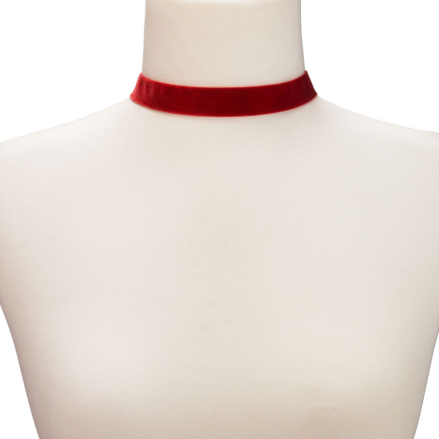 Alpenflüstern Choker Trachten-Samt-Kropfband breit (rot), - Trachtenkette enganliegend, Kropfkette elastisch, eleganter Damen-Tr – Bild 3 von 3