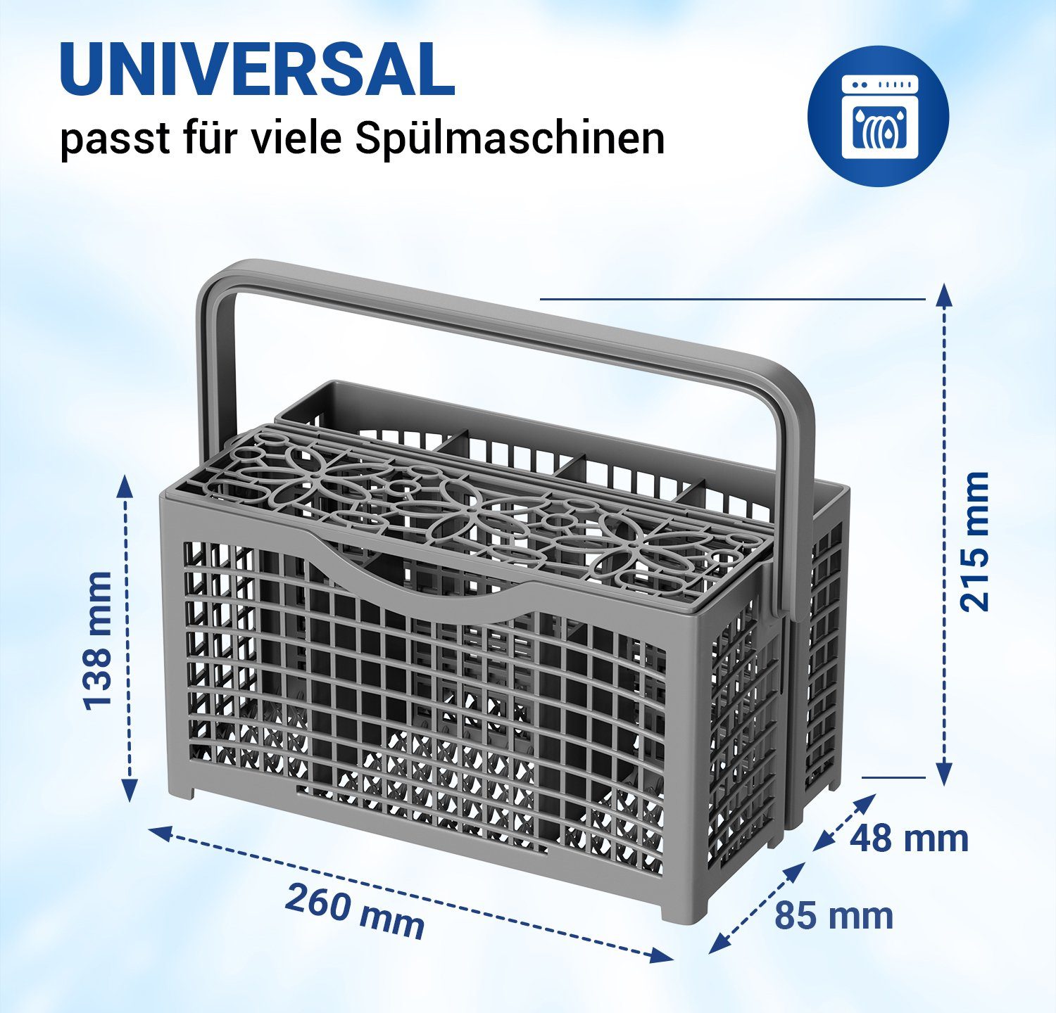 VIOKS Besteckkorb Korb universal teilbar, für 45 / 60 cm Geschirrspüler günstig online kaufen