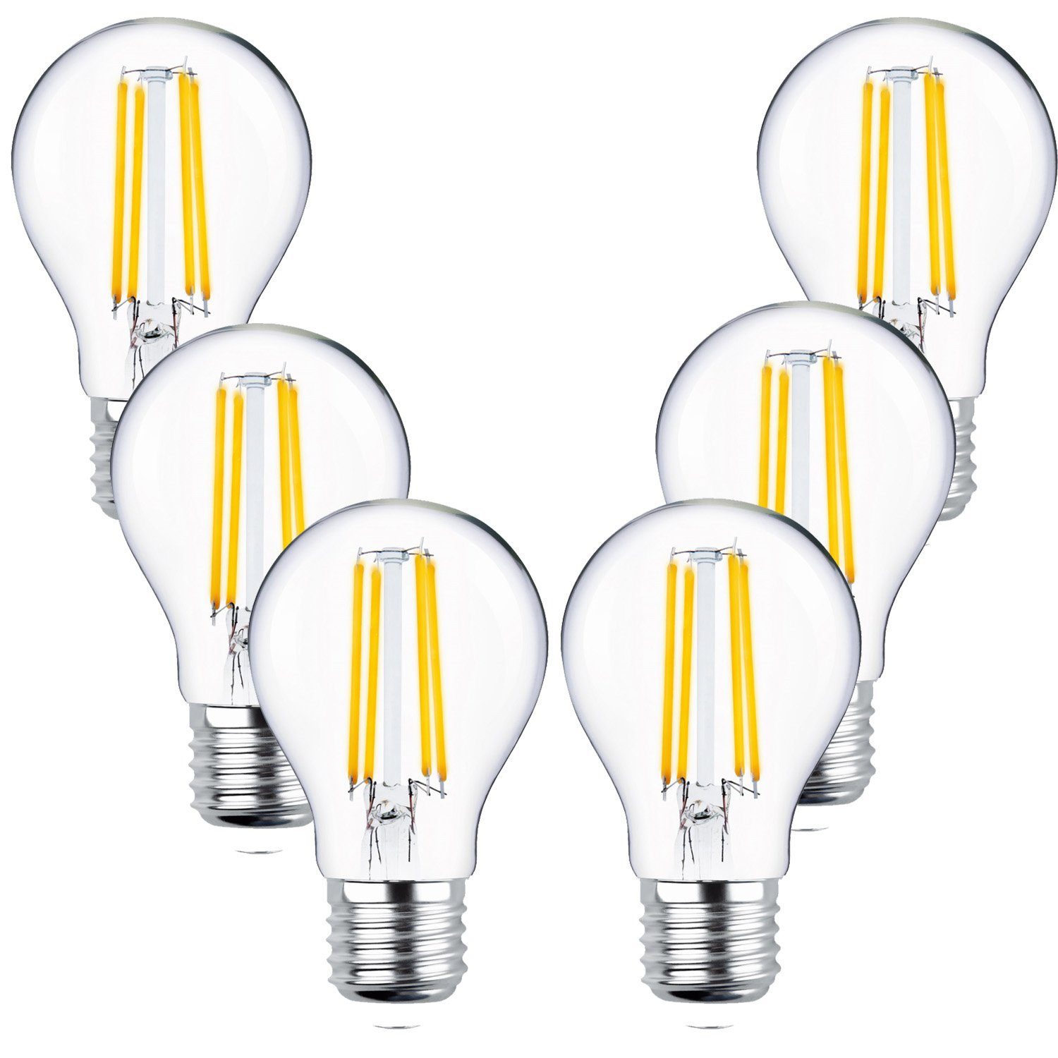 Forever Light LED-Filament E27 4W LED Filament Lampe Vintage Glühbirne Warmweiß A60, 6 St.