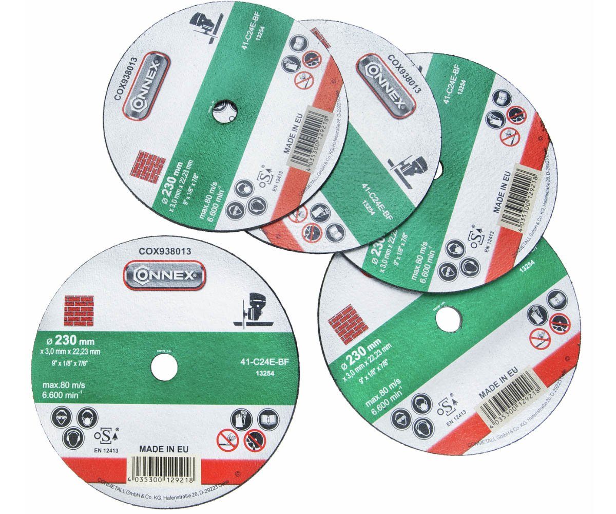 Connex Trennscheibe 5er-Set Trennscheiben für Stein 230mm Schnittleistung & Langlebigkeit, Ø 230 mm, (5-tlg)