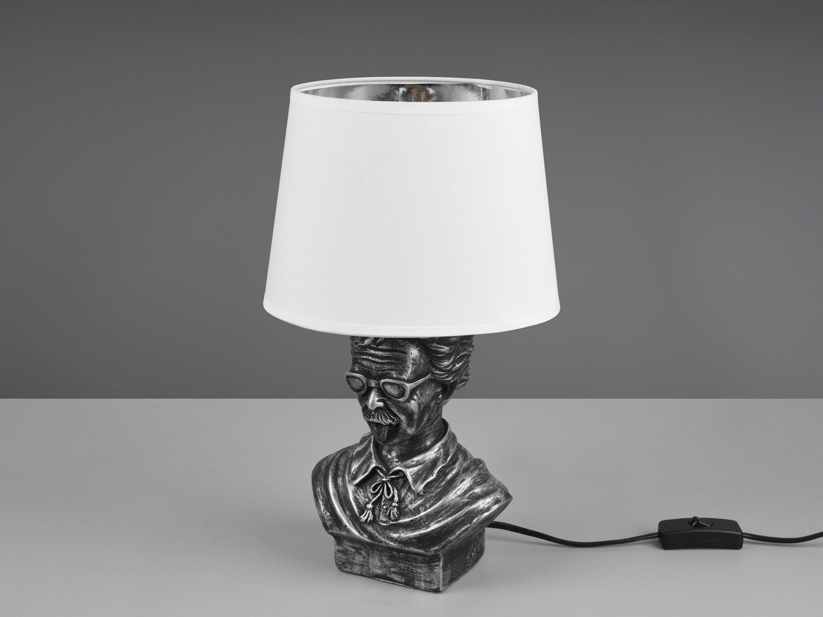 LED - Silber Designer-lampe 36cm H LED Warmweiß, Nachttischlampe, Dimmfunktion, für Weiß, coole Silber Fensterbank ausgefallene antik Weiß meineWunschleuchte wechselbar,