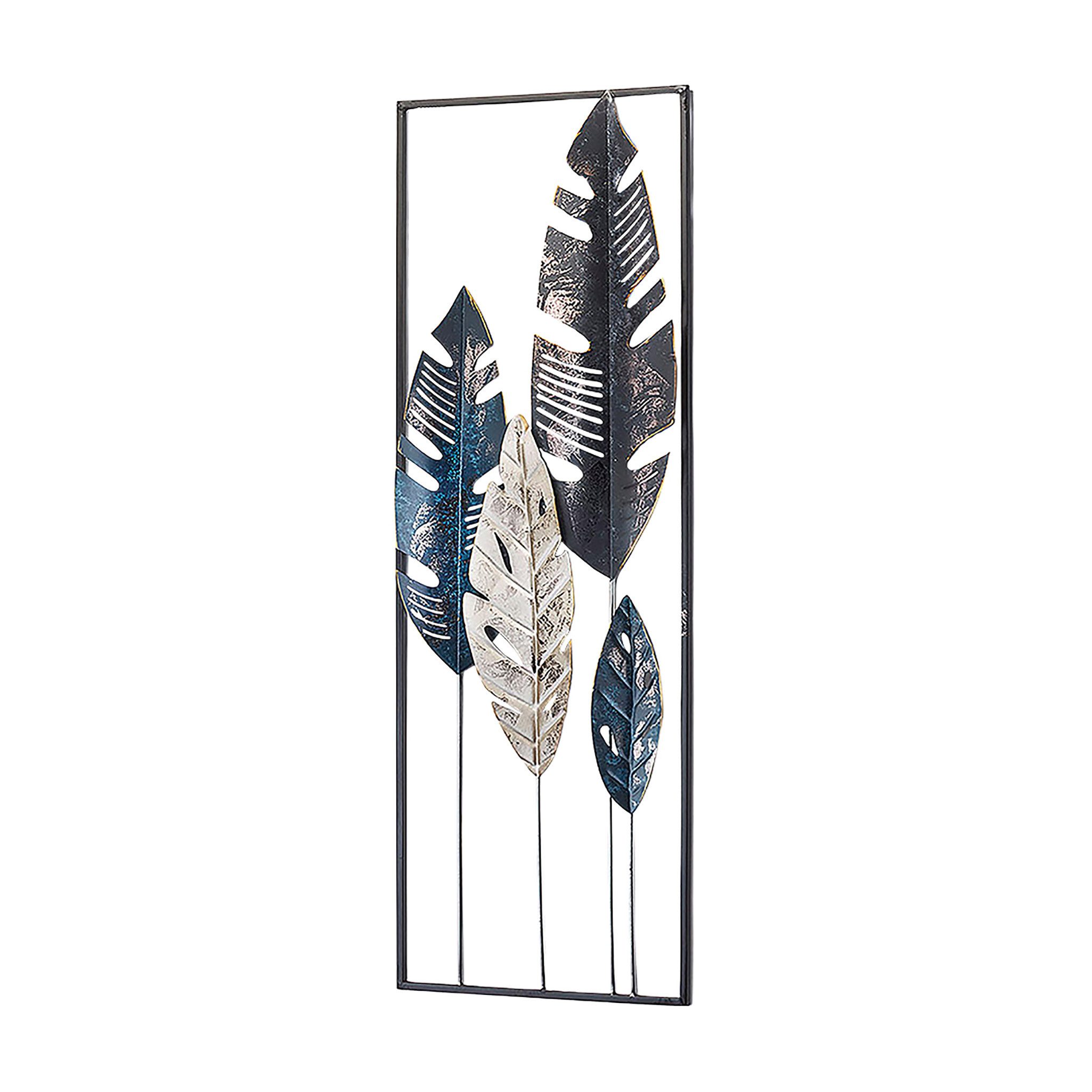 Kobolo Wandbild Metallbild LEAFS in Blau- günstig online kaufen