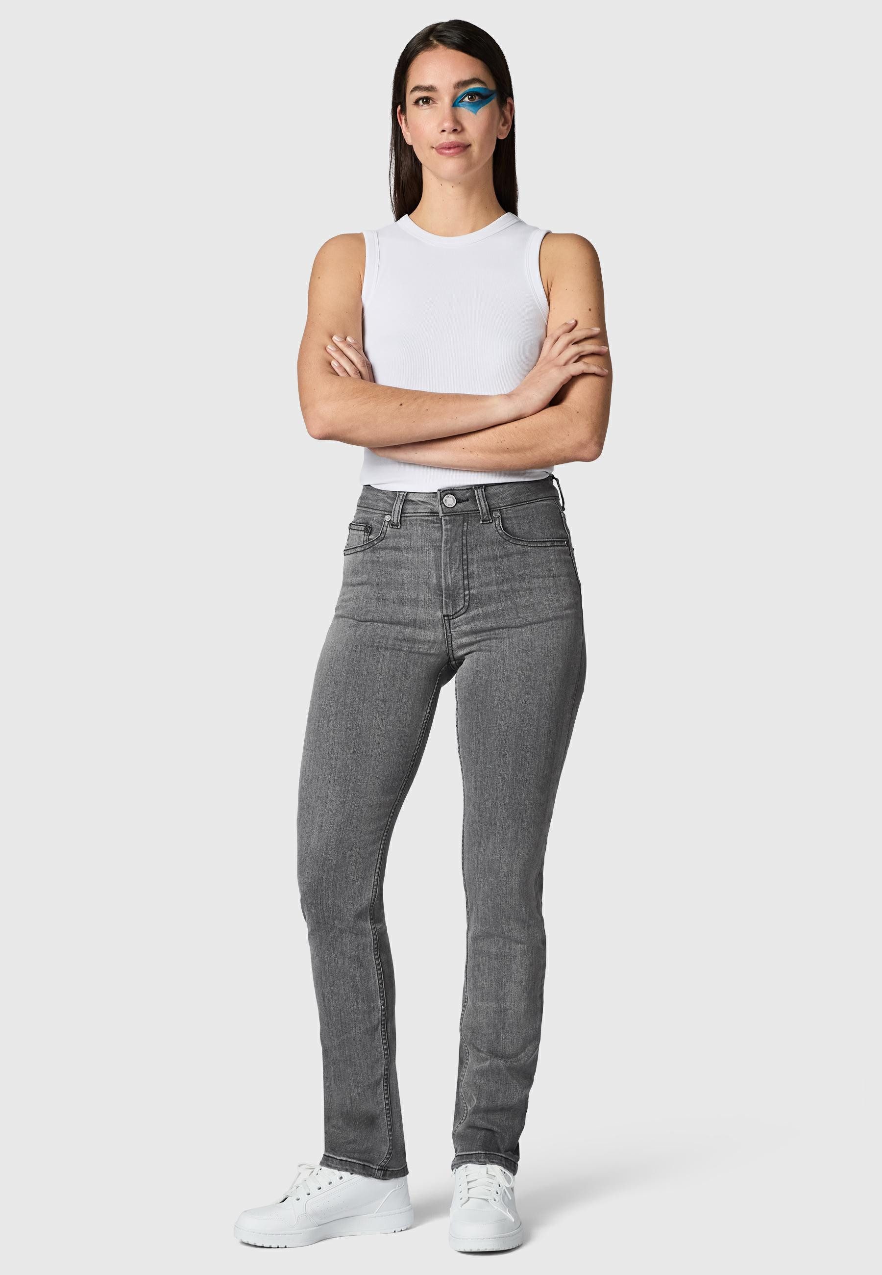 PEAK TIME Straight-Jeans Galaxa Gerade Damen Jeans mit Logoprägung