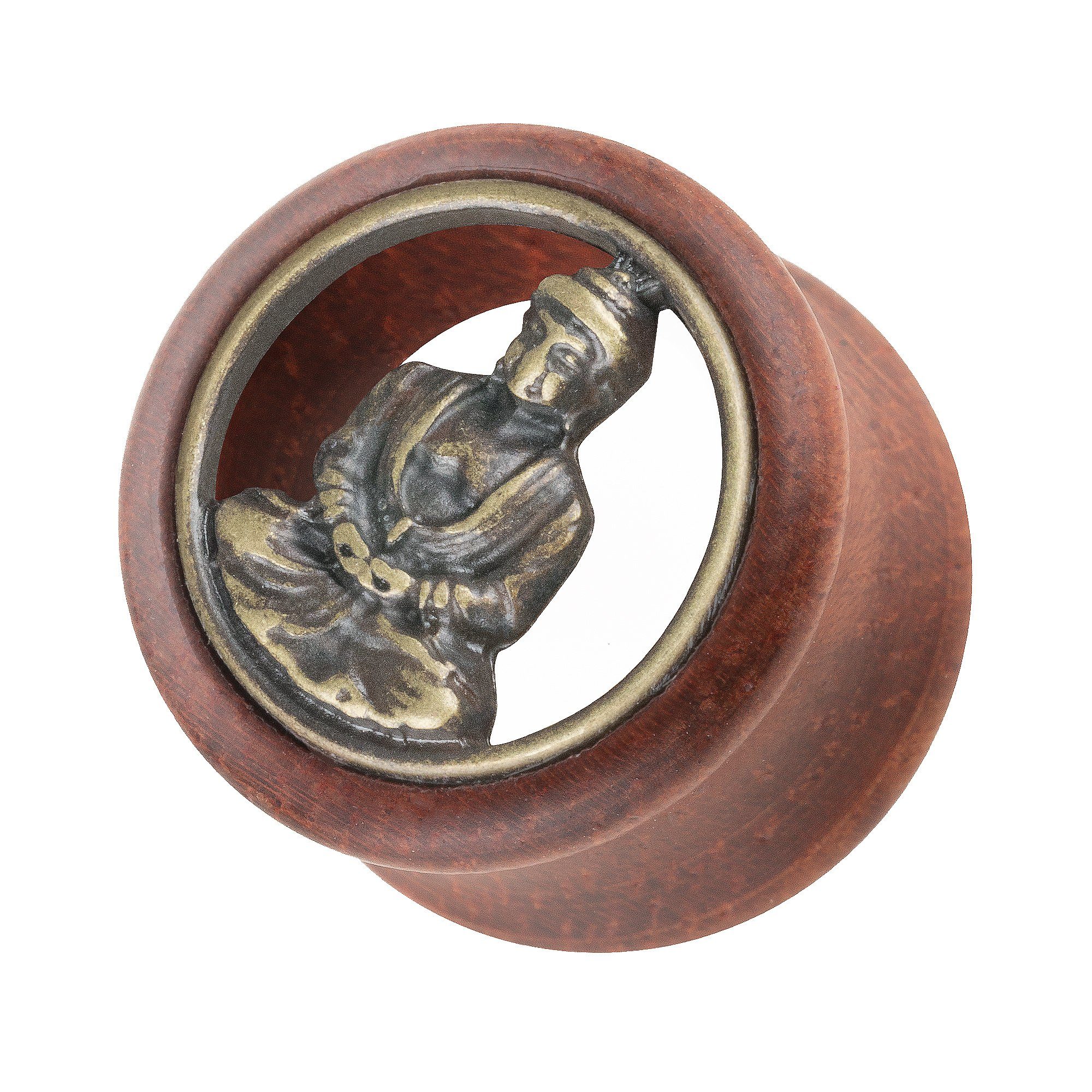 Taffstyle Plug Inlay, mit Holz Piercing Gold Zeichen Ohrpiercing Tunnel Braun Organic Plug Flared Inlay Buddha Flesh Buddha Ohr Double