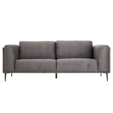 CARO-Möbel 3-Sitzer MAGNA, Sofa Dreisitzer Bezug Samt anthrazit mit 2 großen Rückenpolster Couch