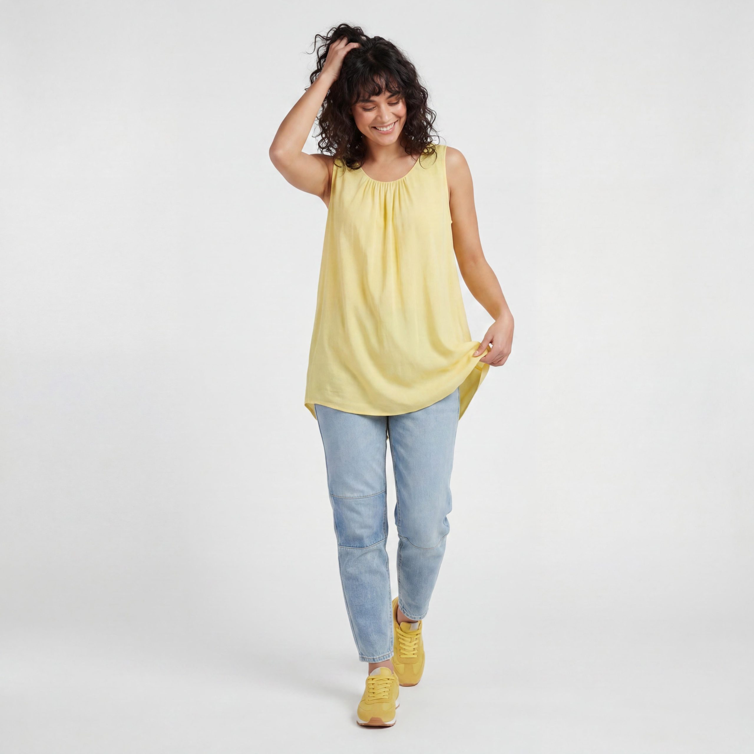 OriginalYou Trägertop Damen Long Top Sommer Oberteil ärmelloses Strandshirt mit Innentop für blickdichten Tragekomfort, erhältlich von 36-50
