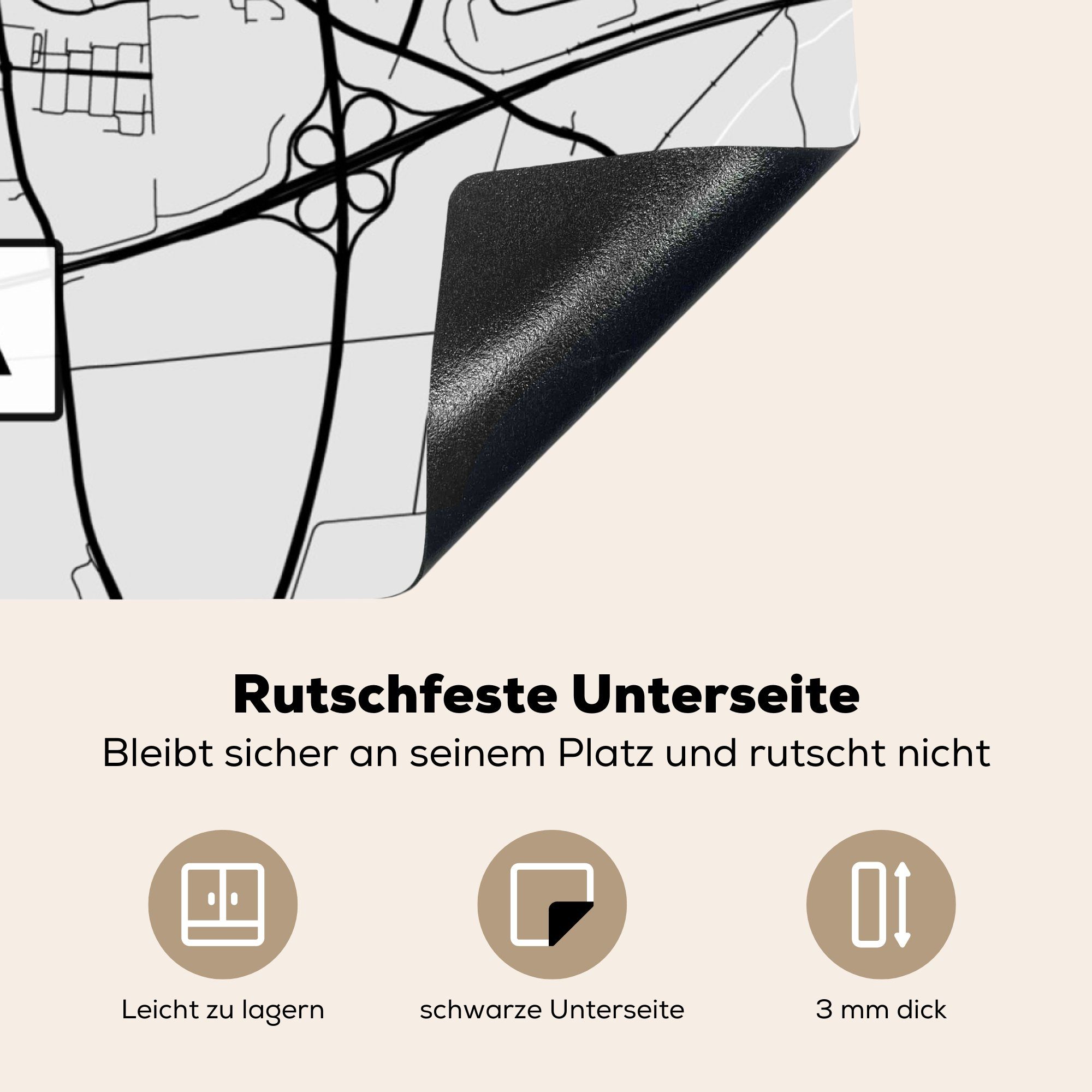 MuchoWow - - Deutschland küche 78x78 für tlg), Unna (1 Stadtplan - Arbeitsplatte Vinyl, Karte, cm, Herdblende-/Abdeckplatte Ceranfeldabdeckung,