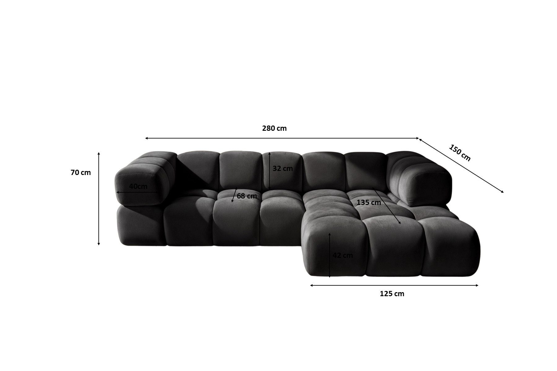Kaiser Möbel Ecksofa luxuriöses Velours-Sofa im Stoff Bluvel modernes AVERRO, Premium-Velours Bluvel,Weiche abgerundete „Bubble“-Formen