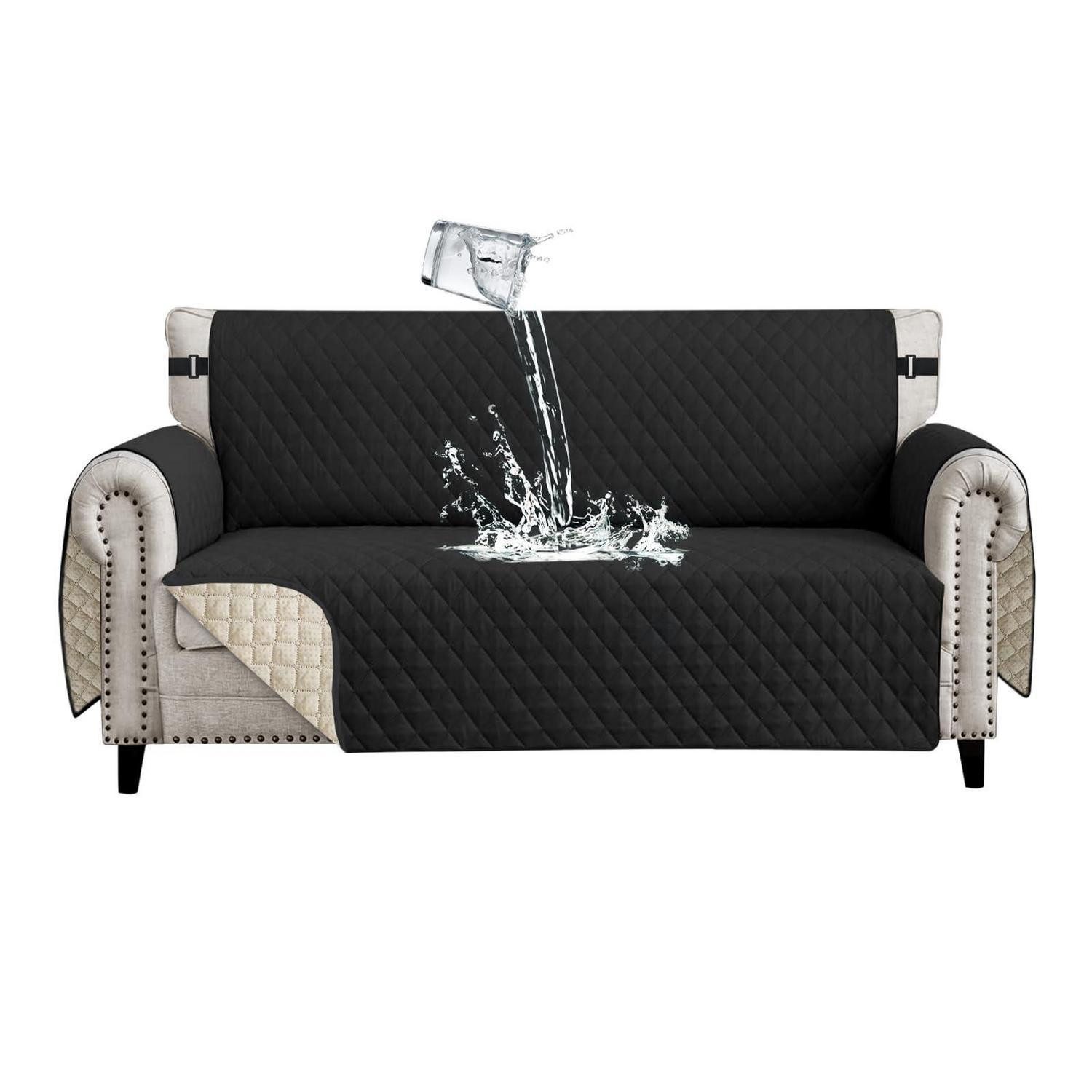 LuxusKollektion Sofahusse Sofa Überzug 3 Sitzer Schwarz