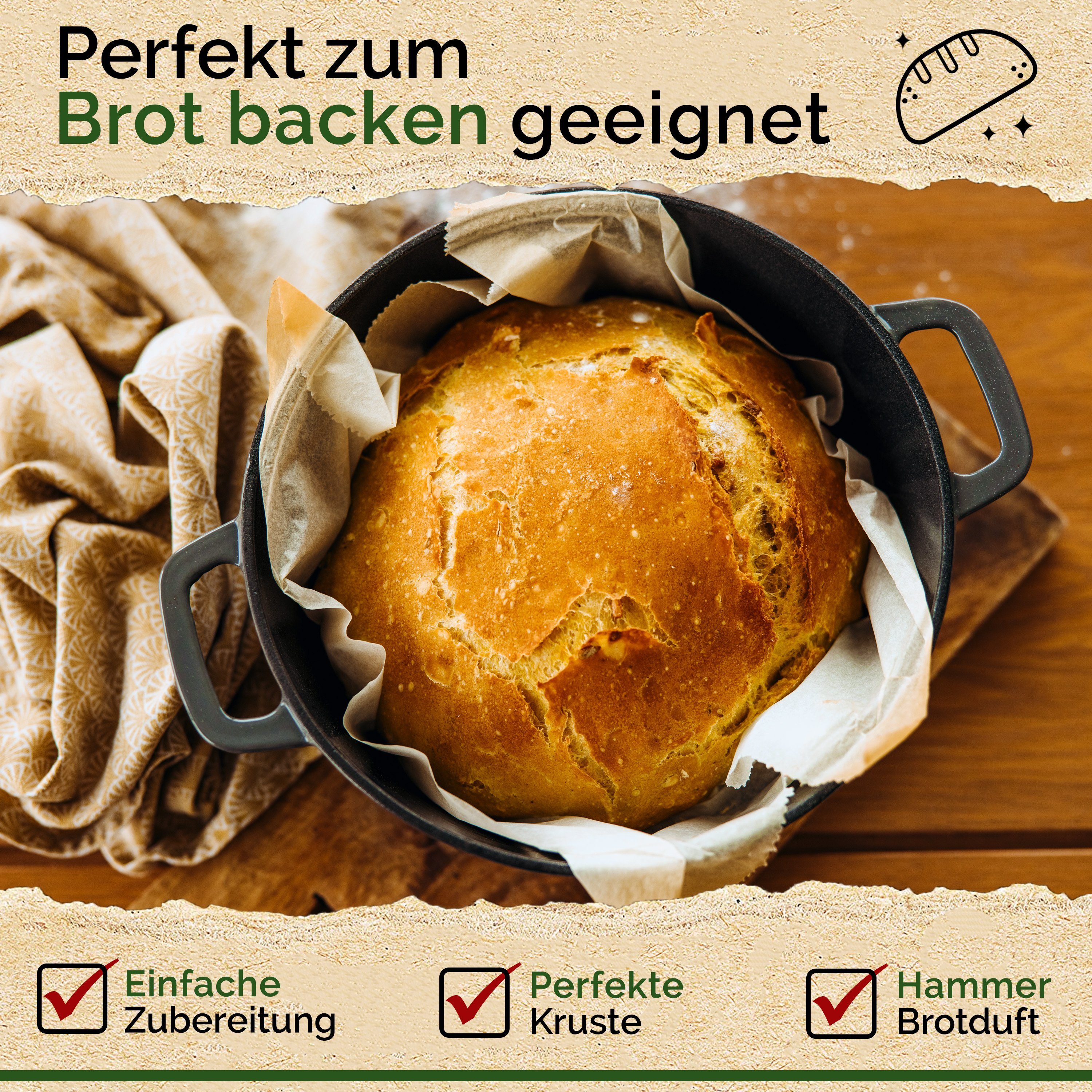 Topf & - Funkenflug® - Brotbacktopf, - mit Silikongriffe Kocherlebnis dem Gusseisen E-Book, für backen Funkenflug Gusseisentopf Gusseisen Gusseisen Bräter induktionsgeeignet] Brot inkl. schmoren), & - & (eingebrannt Topf Bräter ein einzigartiges