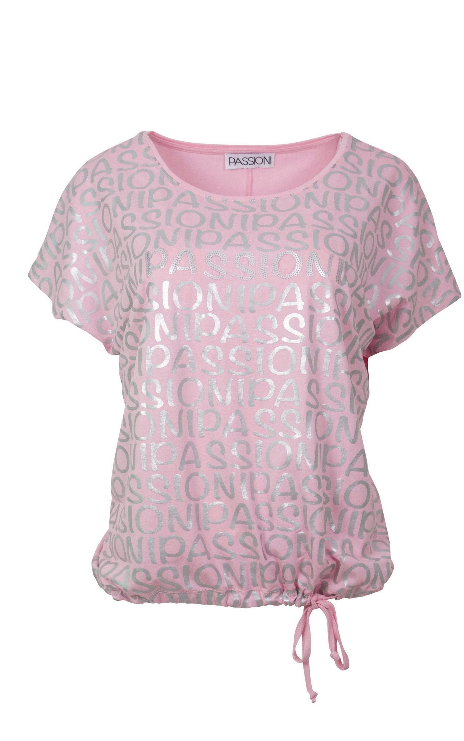 Passioni T-Shirt in Rosa, mit silbernen günstig online kaufen