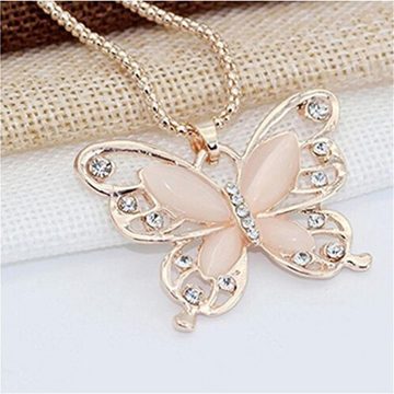 Fivejoy Charm-Kette Schmetterling Halskette hohle Opal Kette Halskette Legierung Halskette (1-tlg), Kann zu jedem Outfit getragen werden
