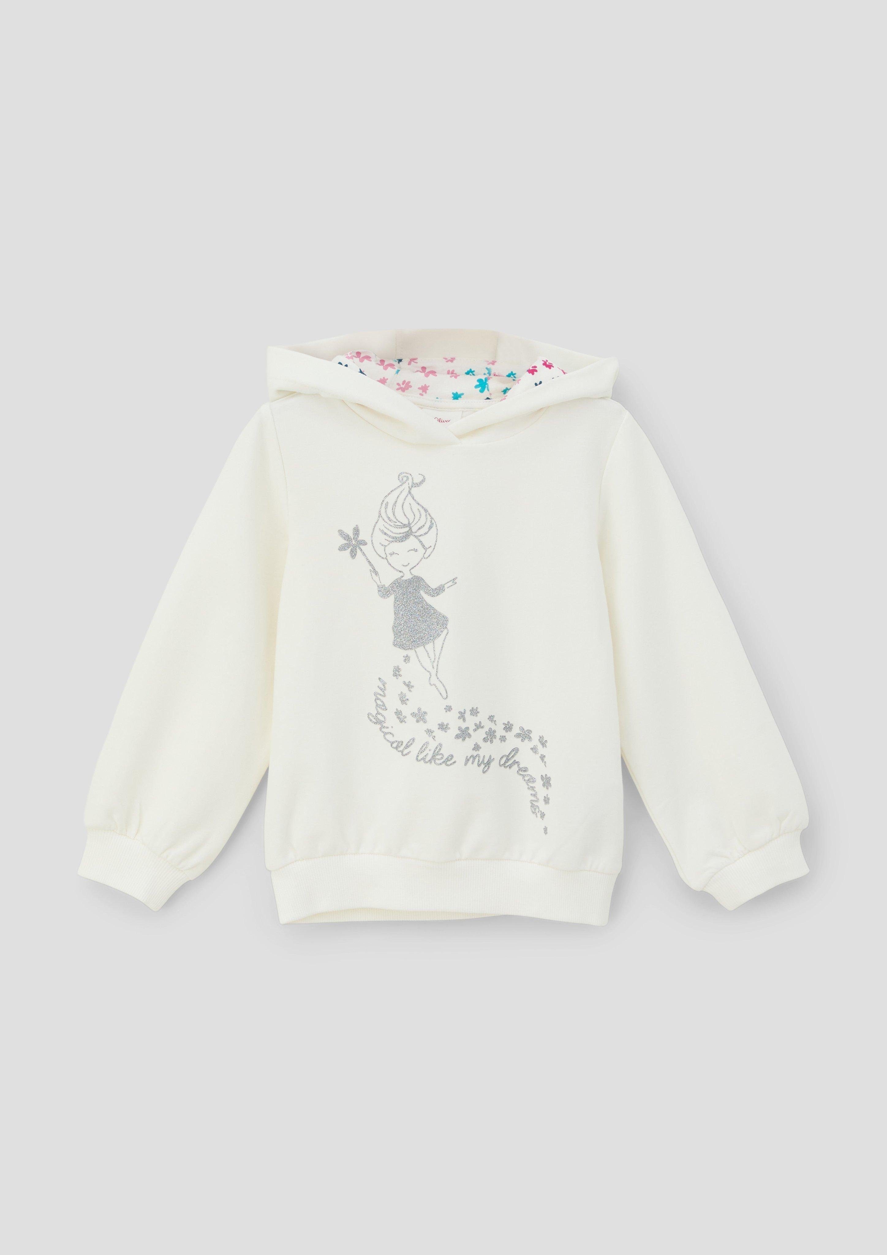 s.Oliver Sweatshirt Sweatshirt mit Glitzerprint Glitzer ecru | Sweatshirts