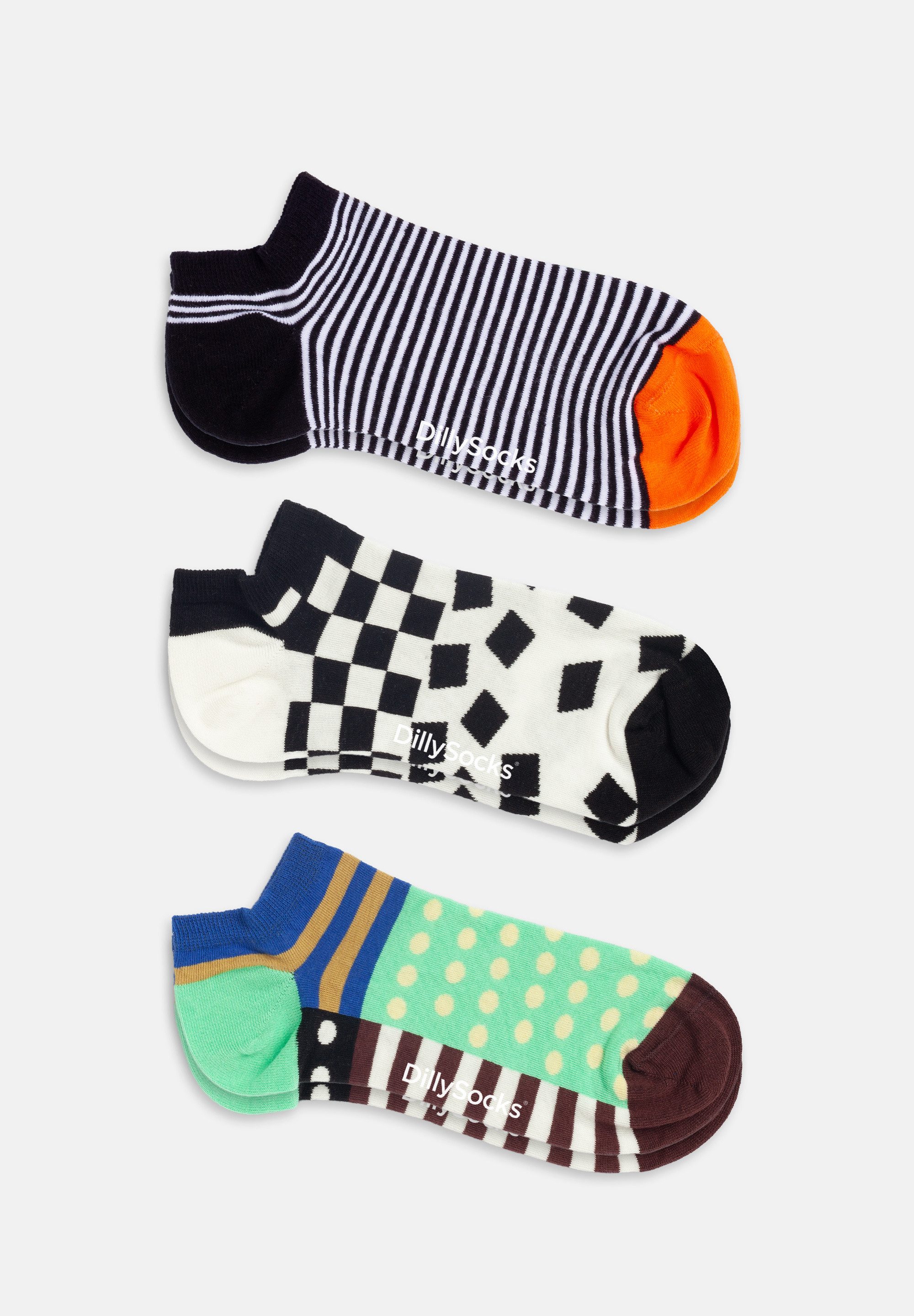 DillySocks Sneakersocken Short Pattern Club Aus Baumwolle & recyceltem Polyamid