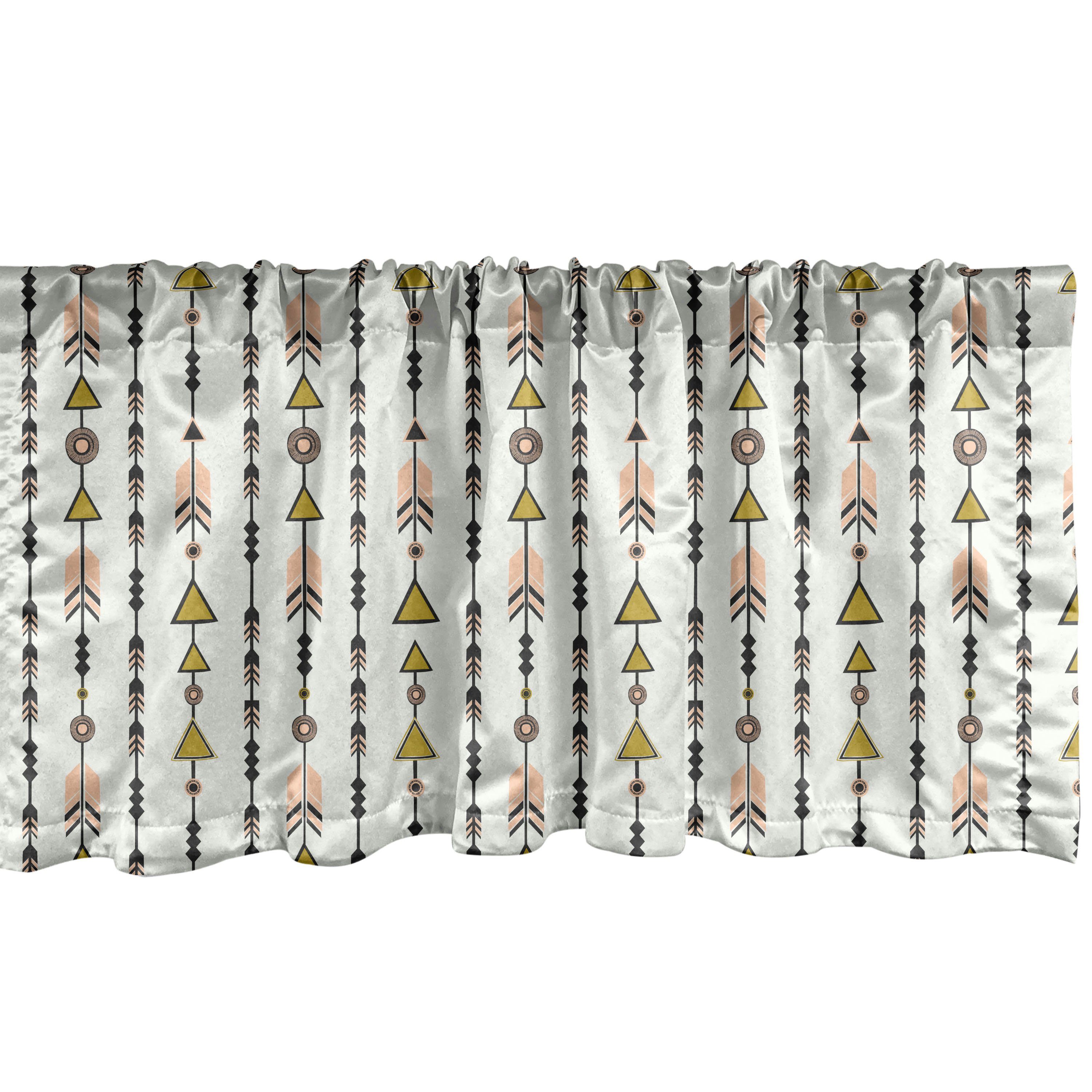 Scheibengardine Vorhang Volant für Küche Schlafzimmer Stangentasche, Microfaser, Boho Dekor Abakuhaus, Style mit Retro Pfeil