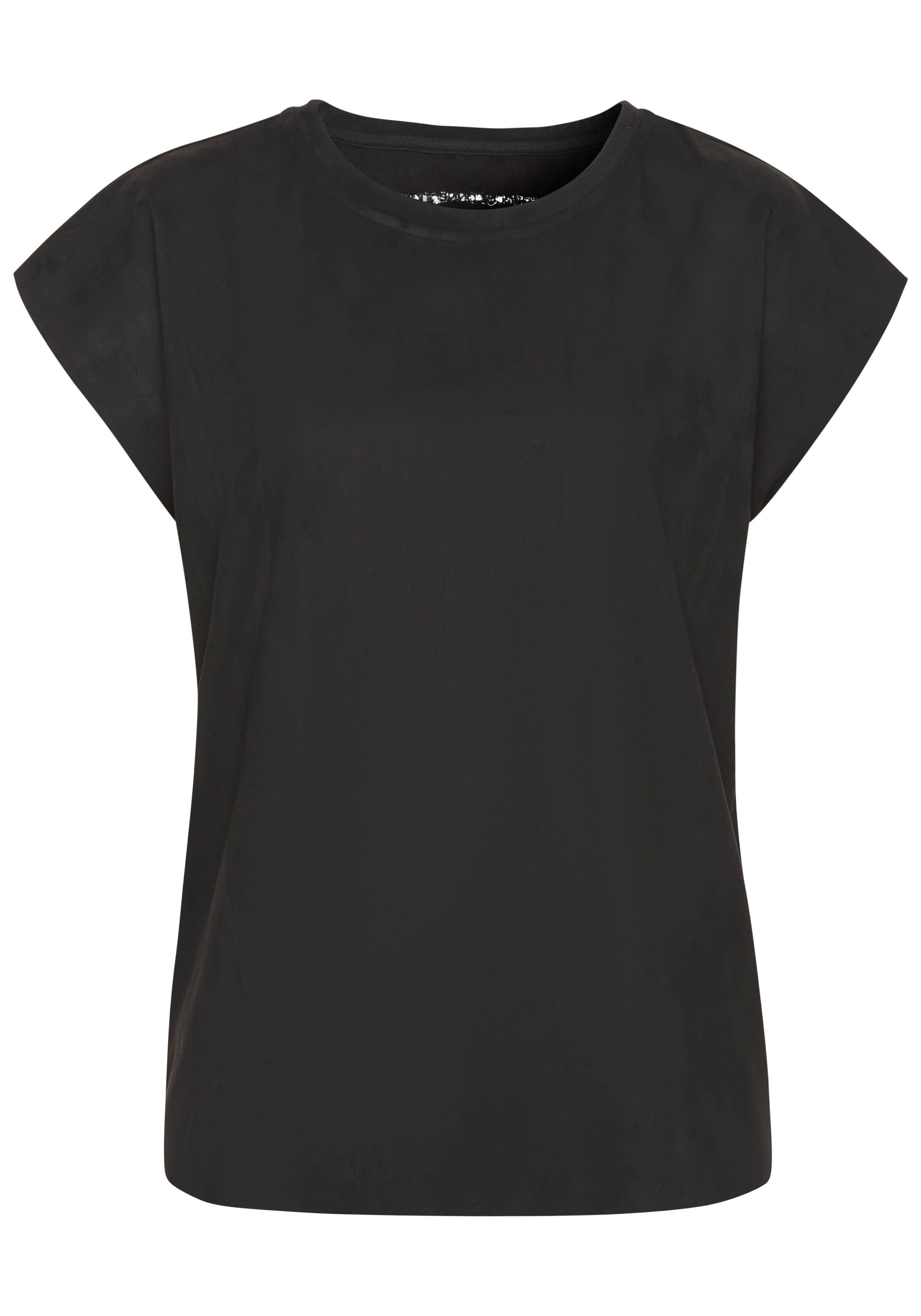 French Connection T-Shirt aus Veloursleder-Imitat mit kleiner Stickerei, Loungewear